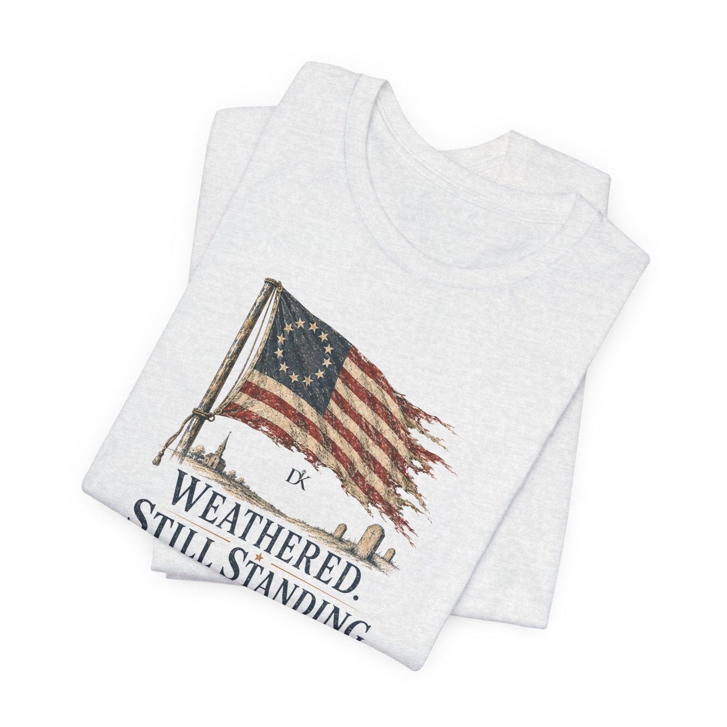 Weathered Still Standing USA 250th | Front Print | Doxa Kairos™ Patriotic T-Shirt