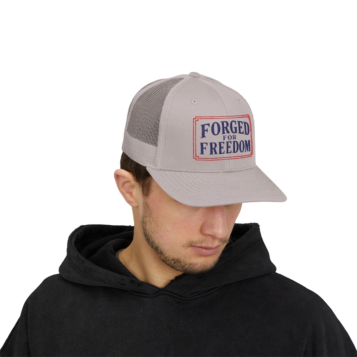 Embroidered Forged for Freedom USA Flag 250th | Truckers Cap | Doxa Kairos Co. Patriotic Hat