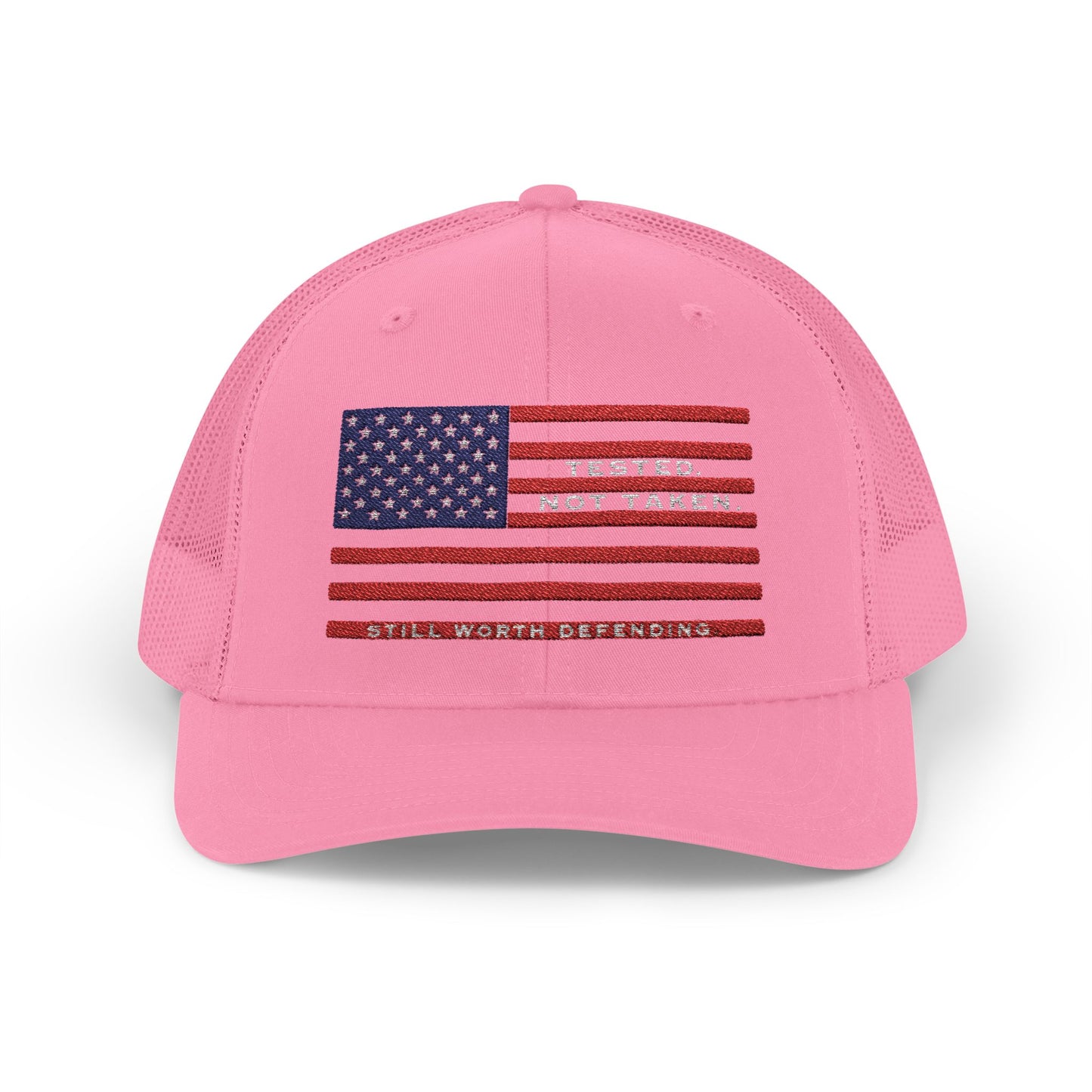 Pink USA Flag Tested Not Taken Trucker Cap Doxa Kairos™ Hat