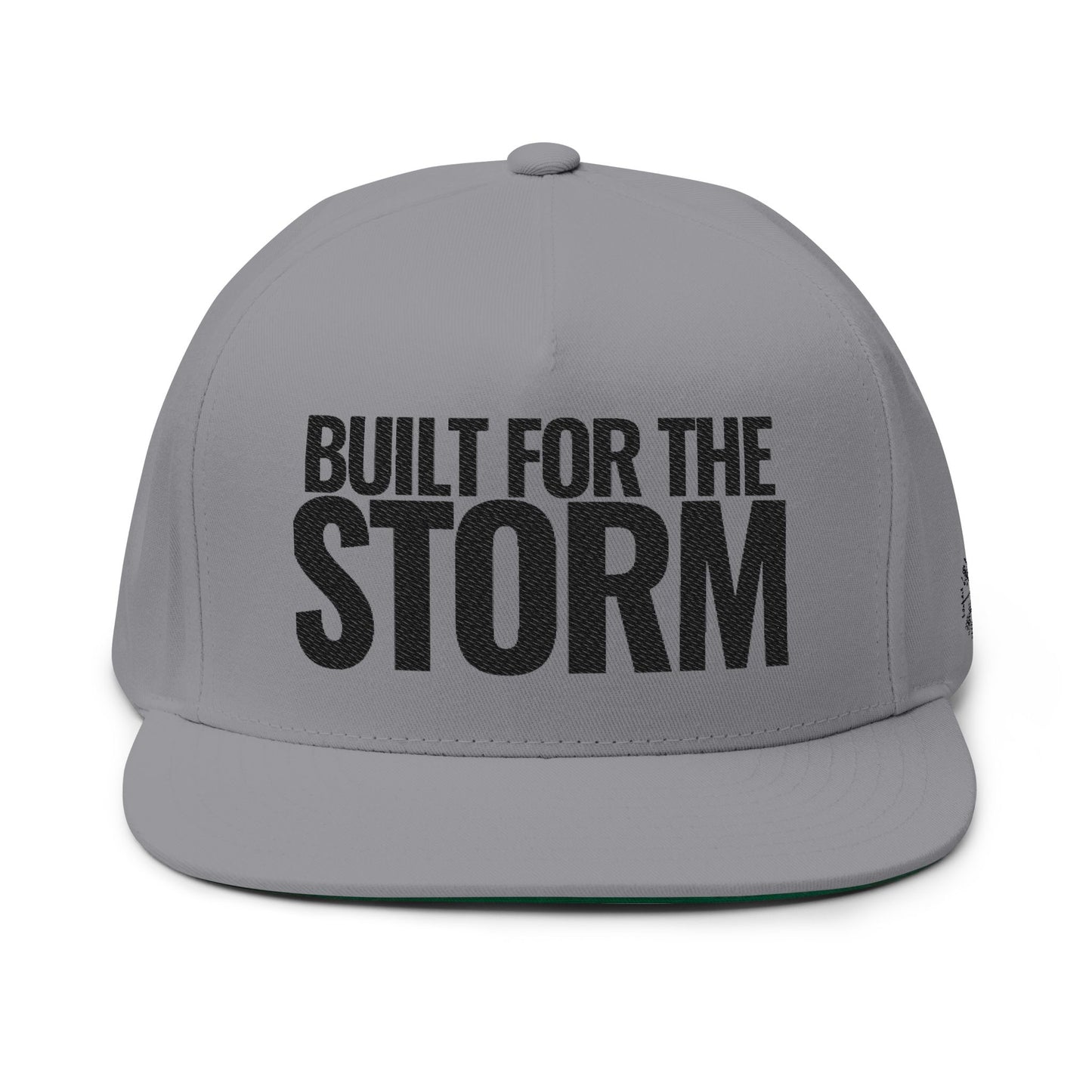 Front of Grey Built For The Storm Black Letters  Doxa Kairos™ Hat