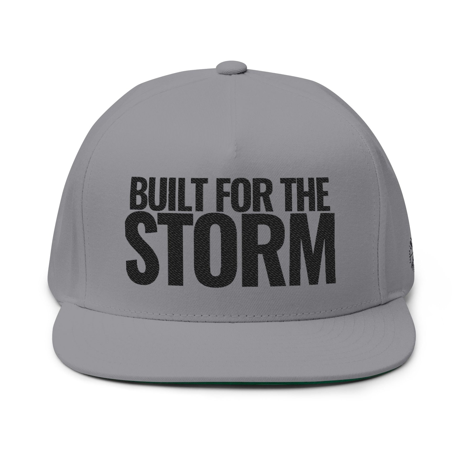 Front of Grey Built For The Storm Black Letters  Doxa Kairos™ Hat