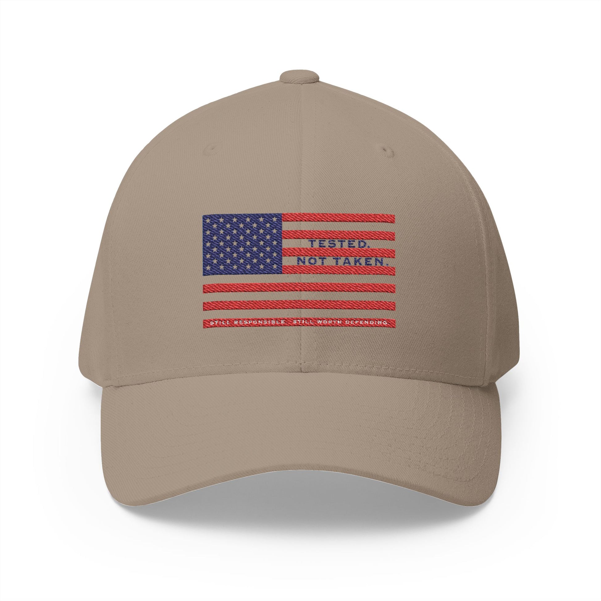 Front of Tan Tested Not Take Flag  Doxa Kairos™ Hat