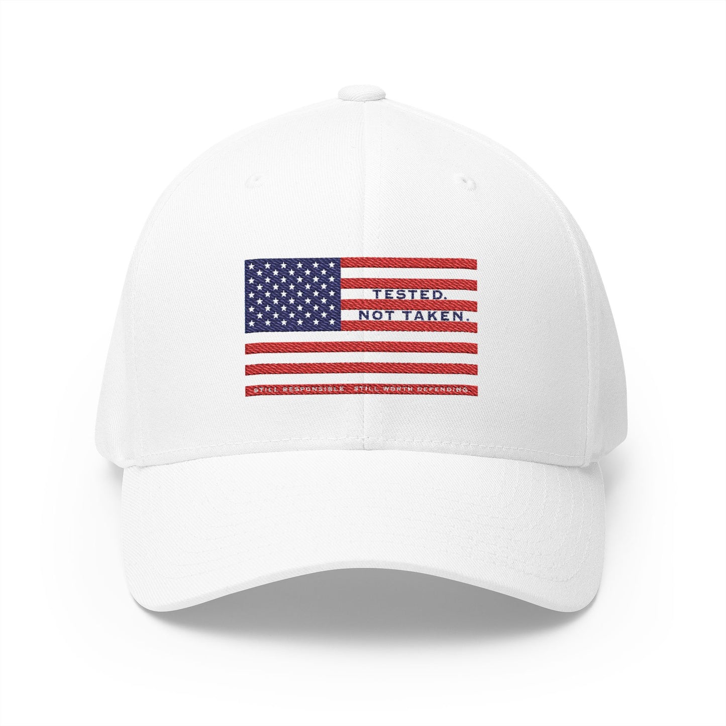 Front of White Tested Not Take Flag  Doxa Kairos™ Hat
