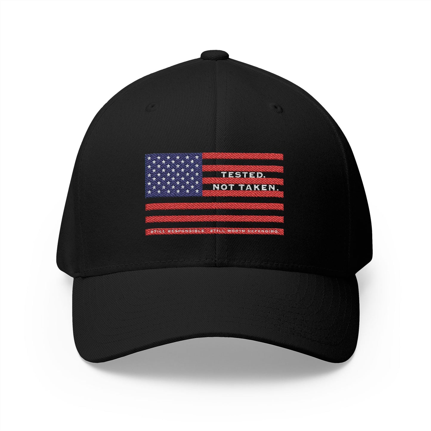 Front of Black Tested Not Take Flag  Doxa Kairos™ Hat