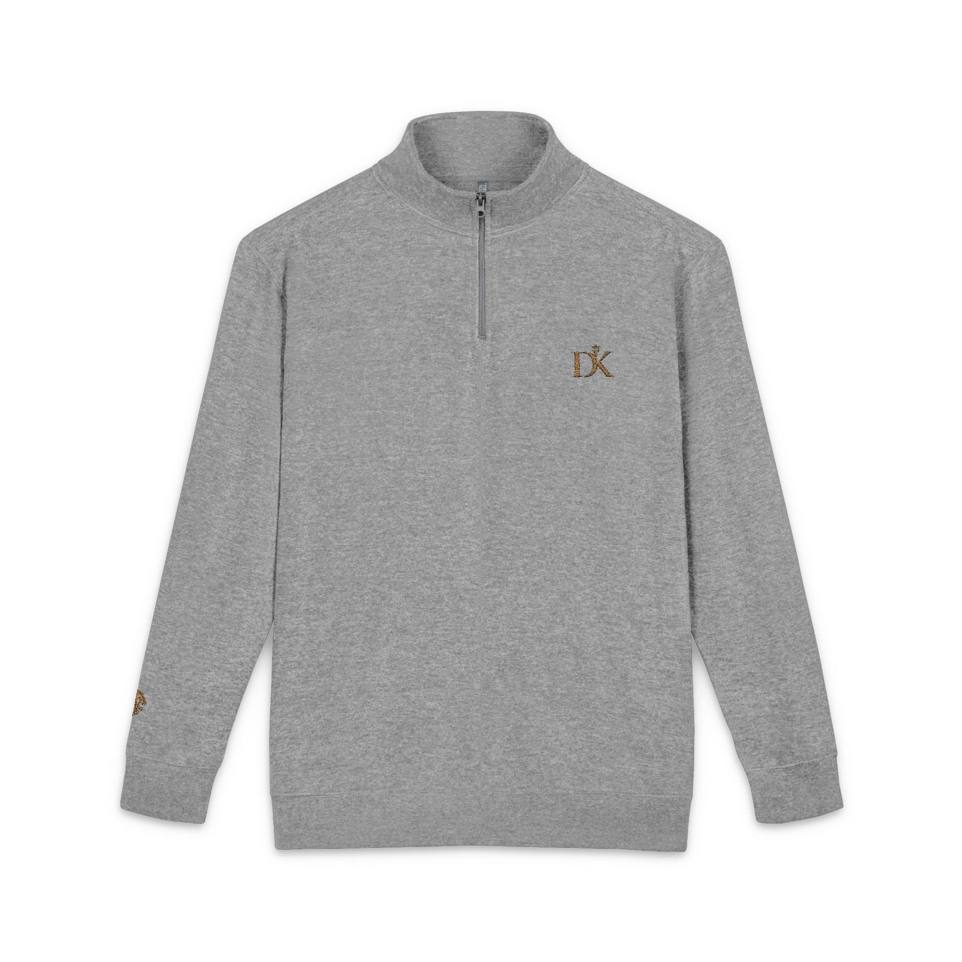 Grey Embroidered Doxa Kairos Monogram Fleece Pullover w/lion on right sleeve