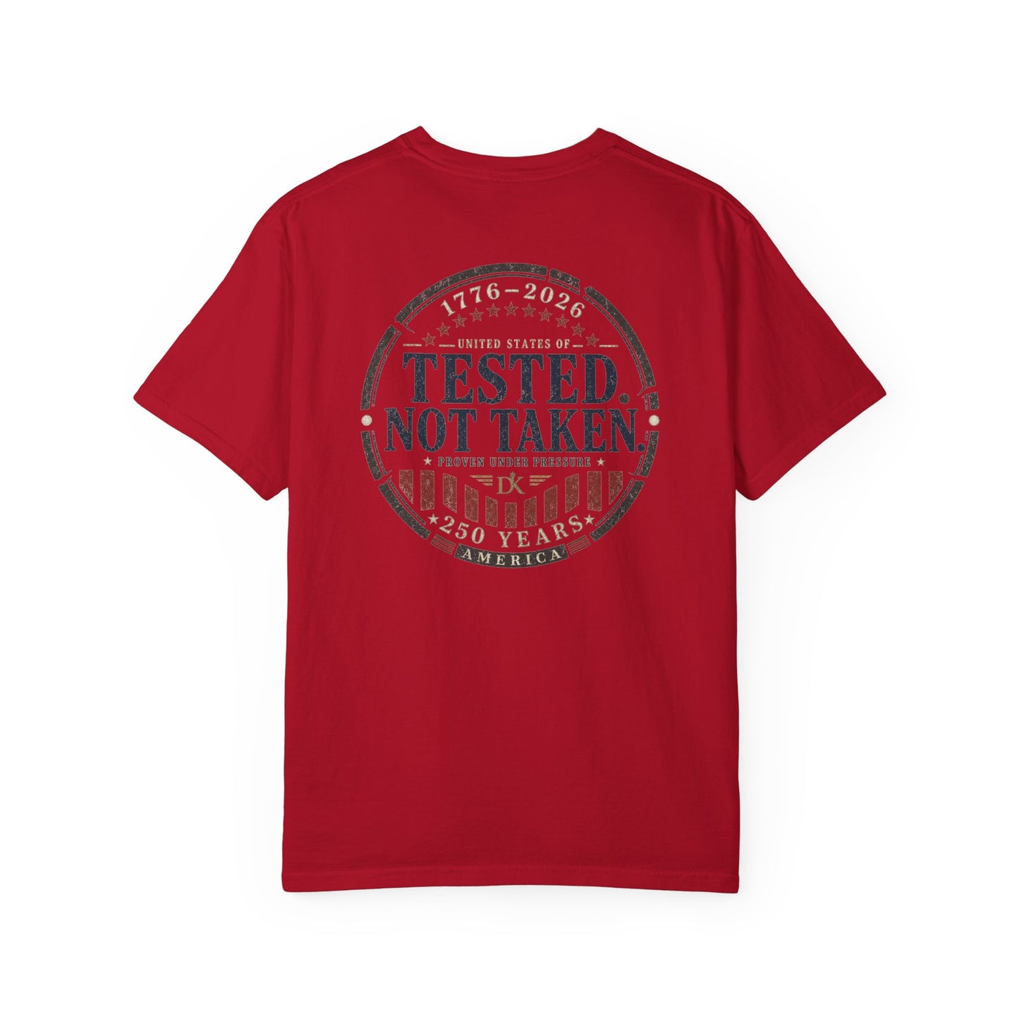 Back of Red  Tested Not Taken  Doxa Kairos™ Signature T-Shirt