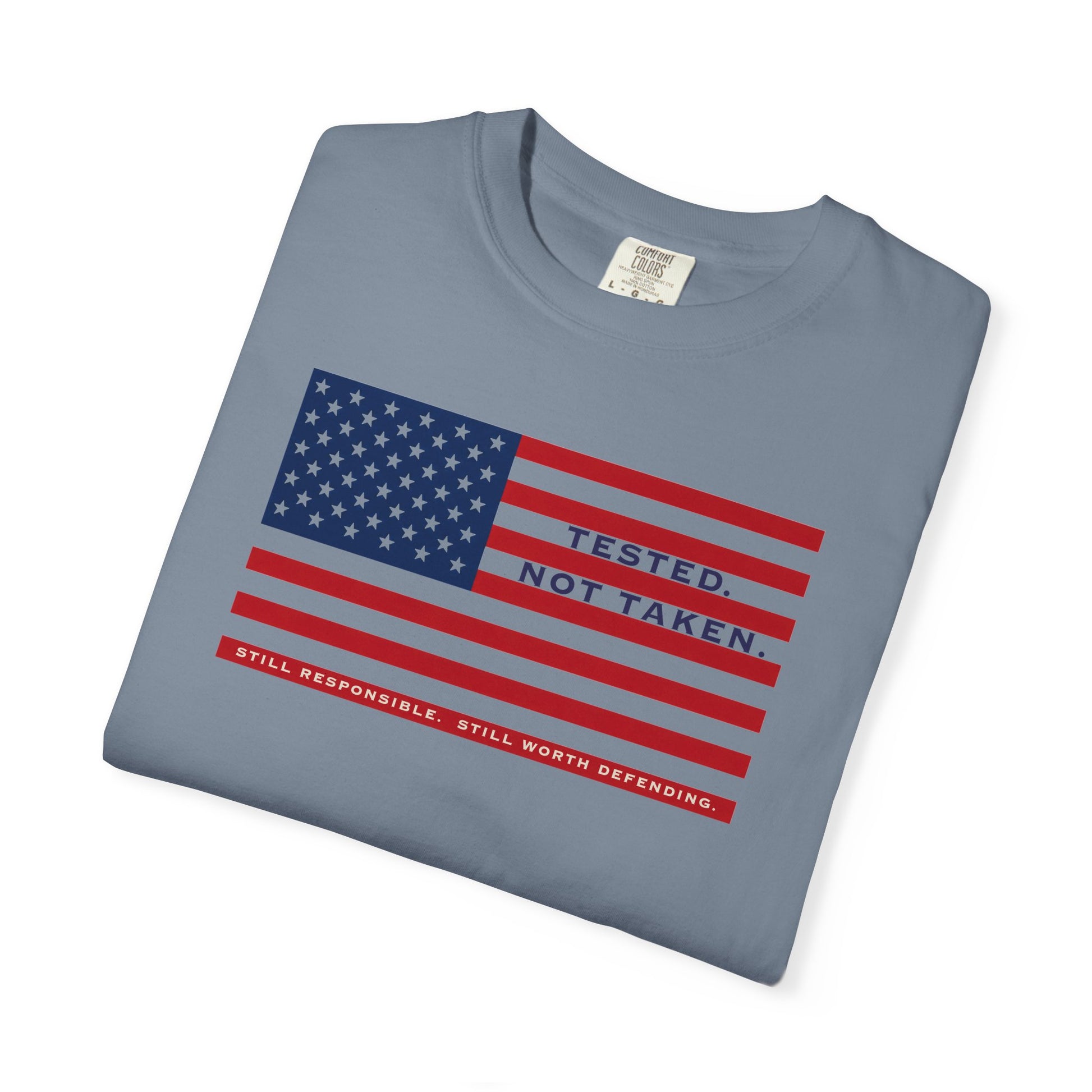 Folded Blue Jean Tested Not Taken  Doxa Kairos™ Signature T-Shirt