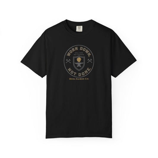 Front of Black Worn Down Not Done  Doxa Kairos™ Signature T-Shirt