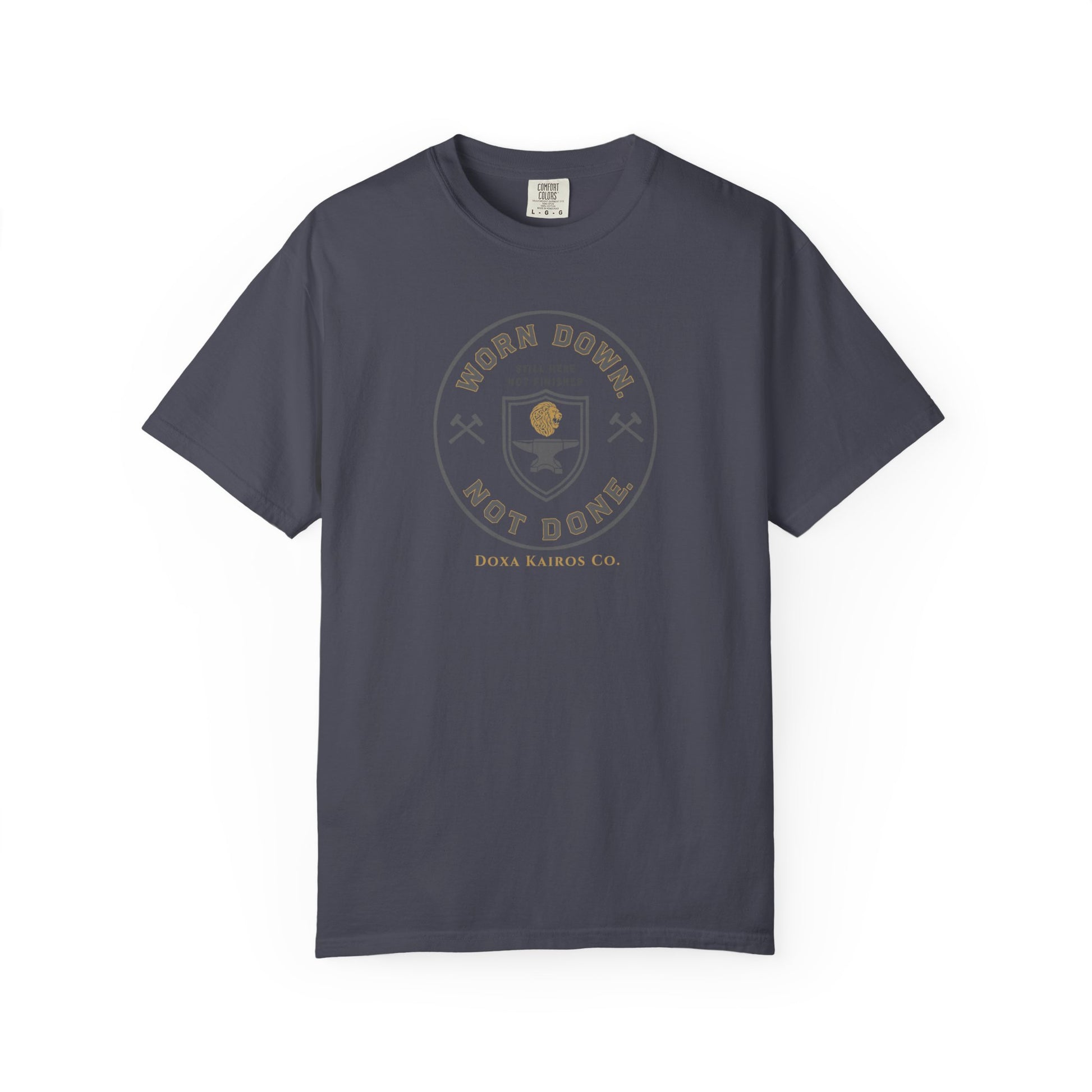 Front of Navy Worn Down Not Done  Doxa Kairos™ Signature T-Shirt