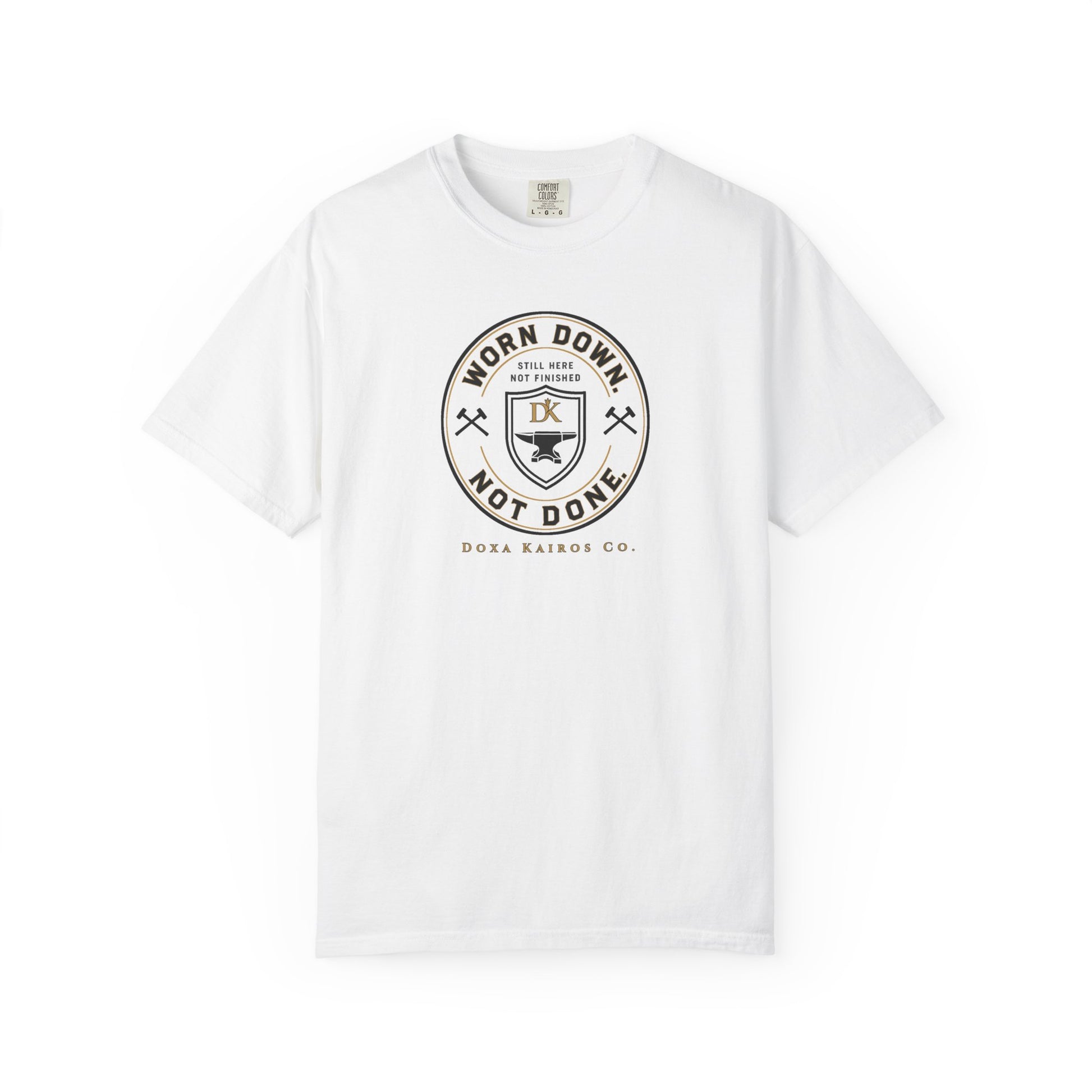 Front of White Worn Down Not Done  Doxa Kairos™ Signature T-Shirt