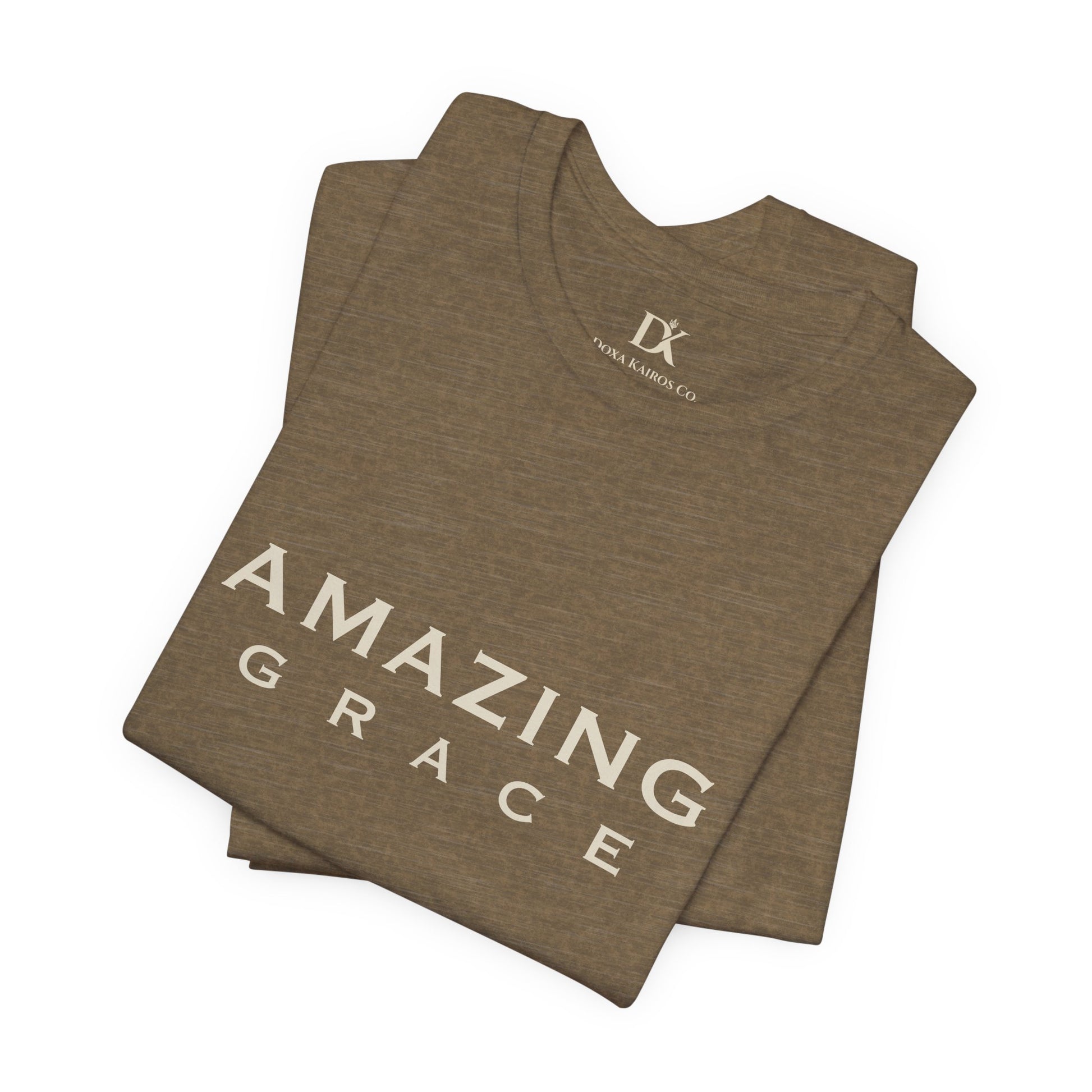 Folded Heather Olive Amazing Grace Wordmark  Doxa Kairos™ T-Shirt