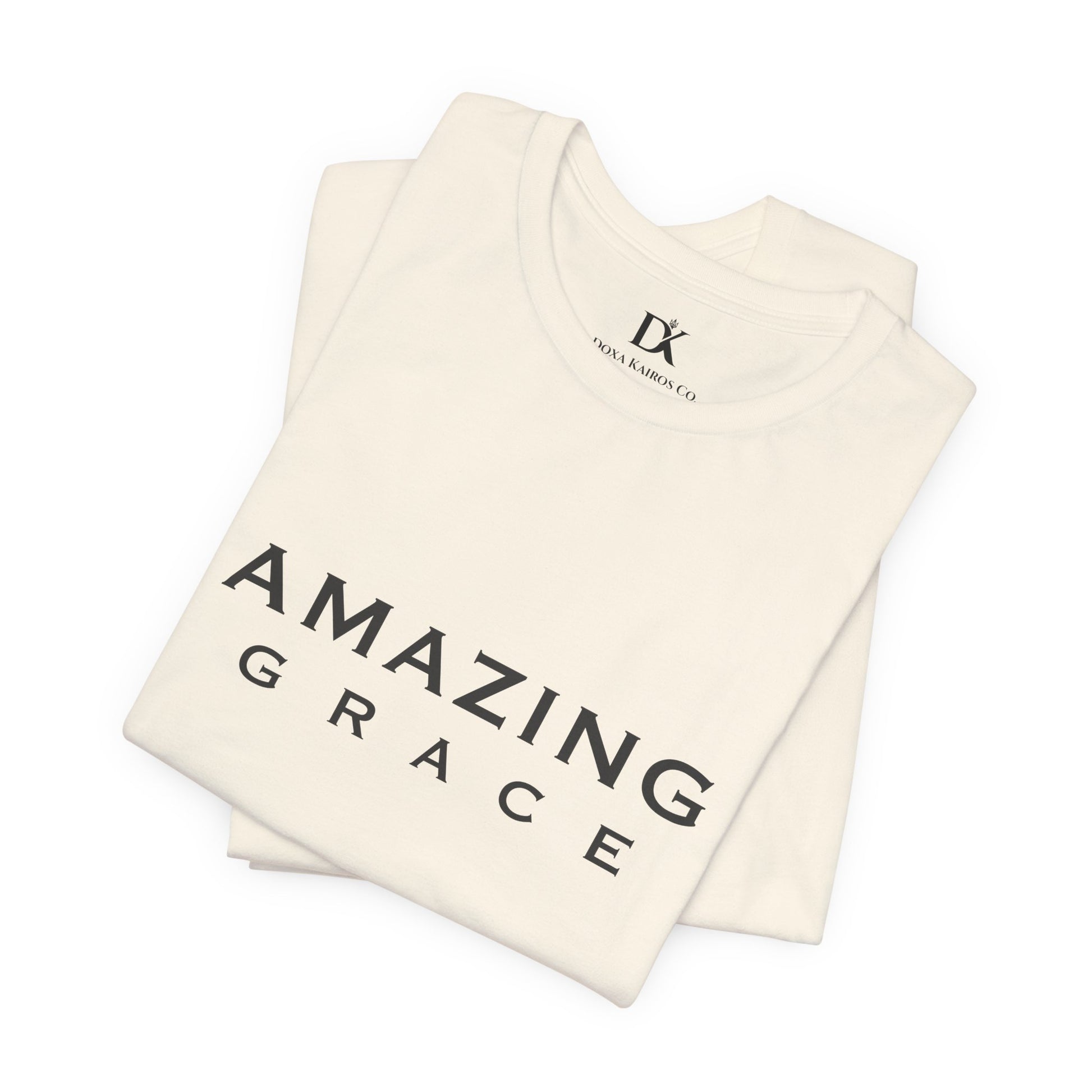 Folded Natural Amazing Grace Wordmark  Doxa Kairos™ T-Shirt