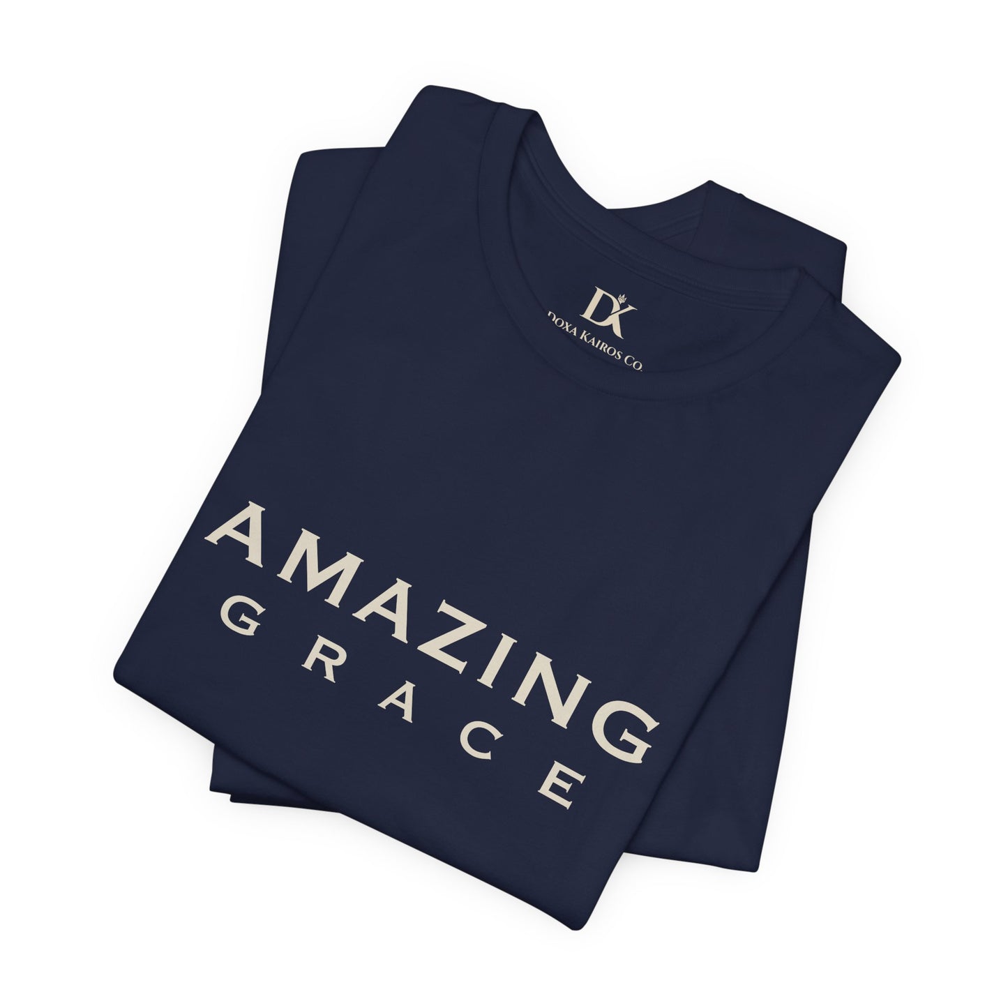 Folded Navy Amazing Grace Wordmark  Doxa Kairos™ T-Shirt