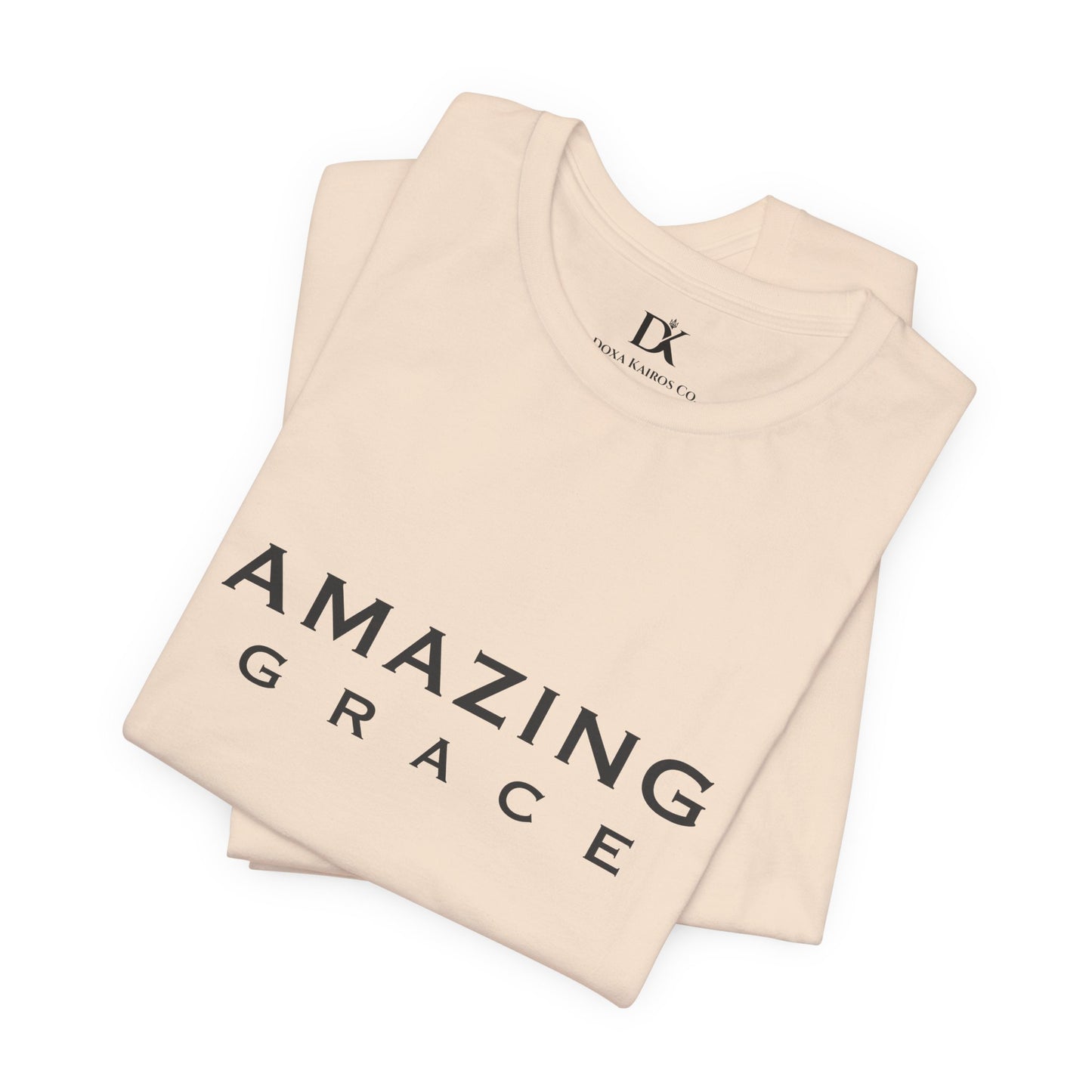 Folded Soft Cream Amazing Grace Wordmark  Doxa Kairos™ T-Shirt