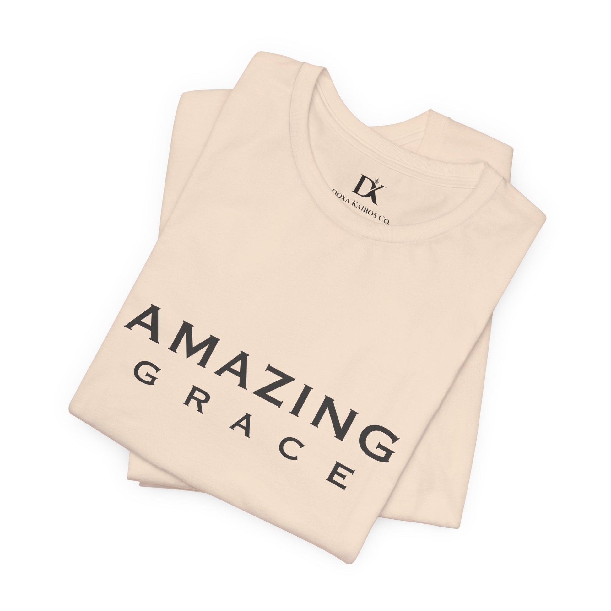Folded Soft Cream Amazing Grace Wordmark  Doxa Kairos™ T-Shirt