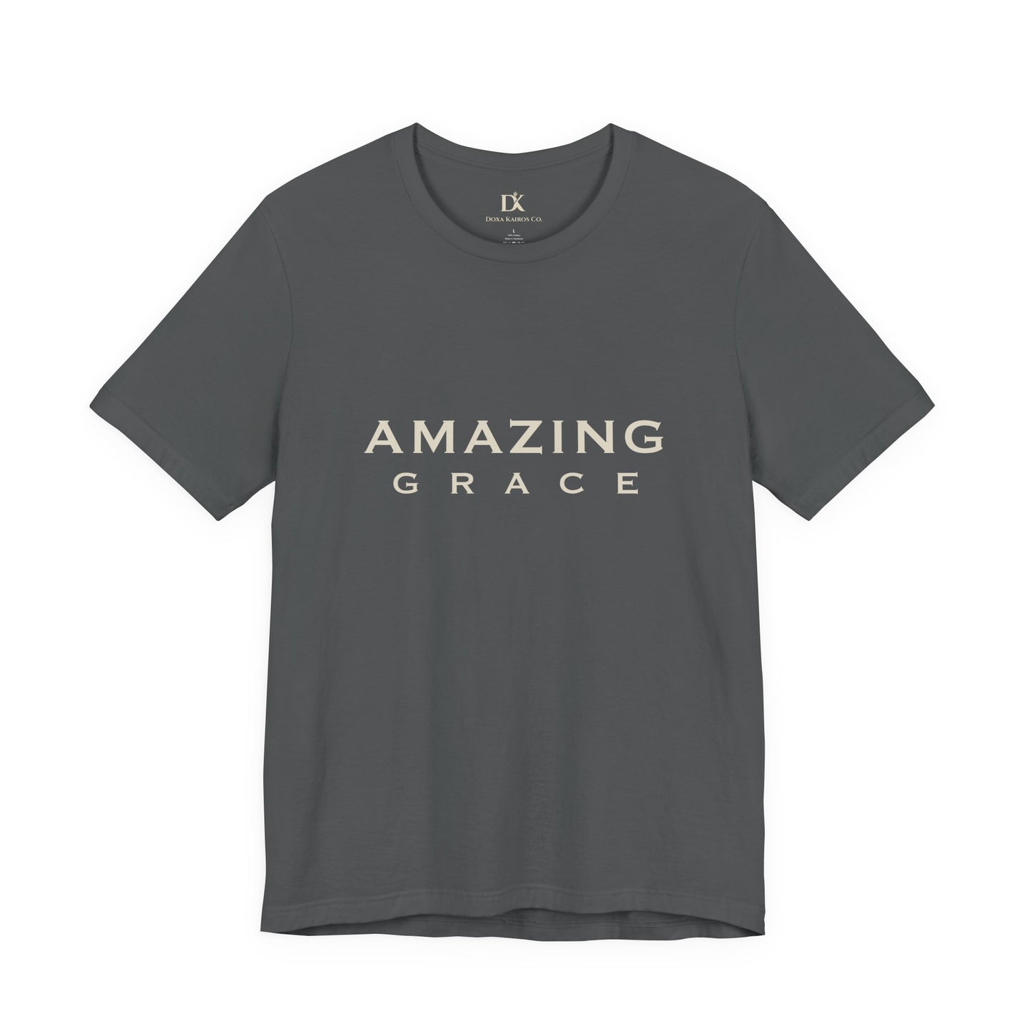 Front of Asphalt Amazing Grace Wordmark  Doxa Kairos™ T-Shirt