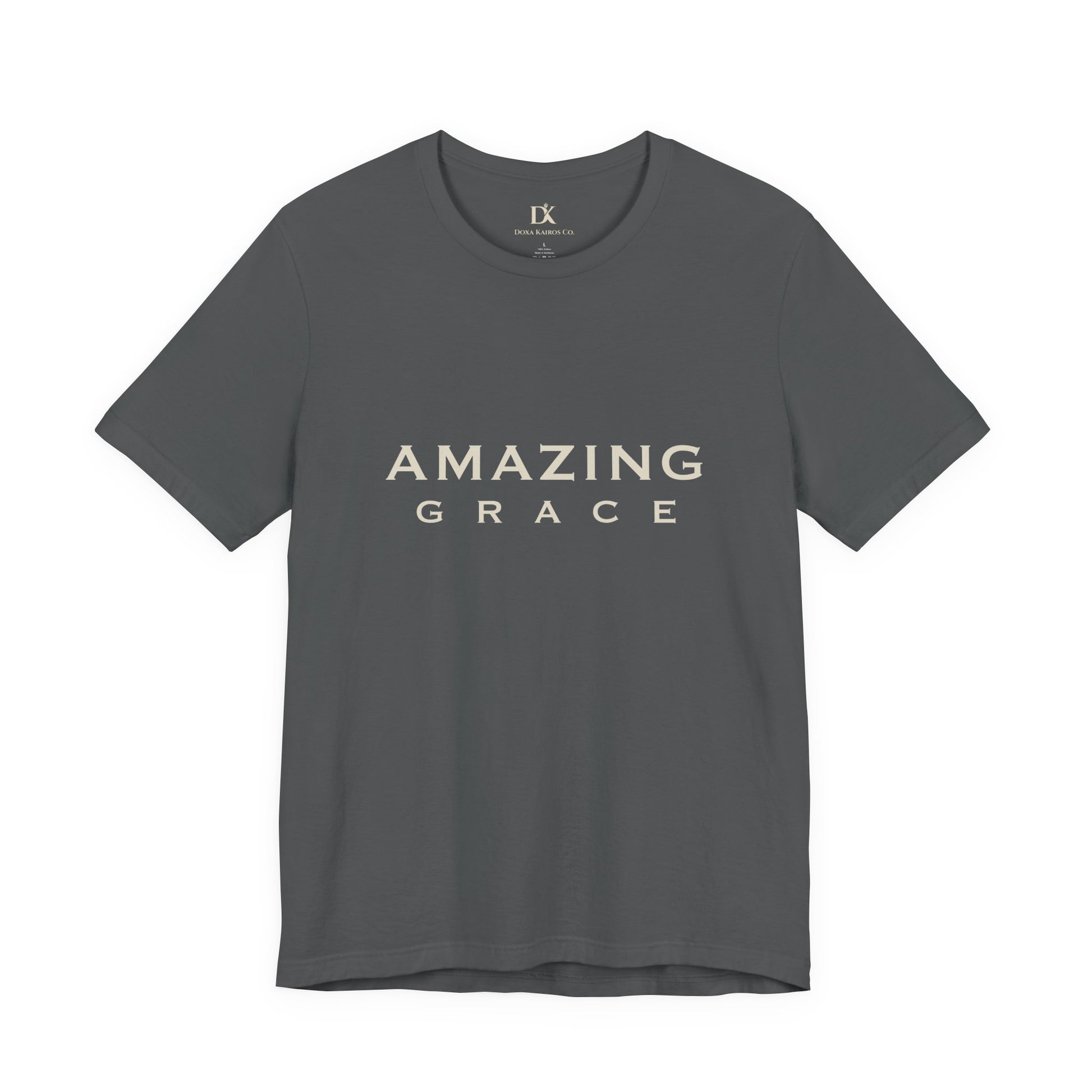 Front of Asphalt Amazing Grace Wordmark  Doxa Kairos™ T-Shirt
