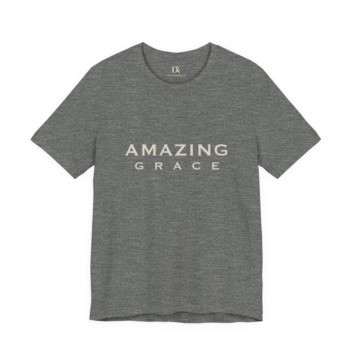 Front of Deep Heather Amazing Grace Wordmark  Doxa Kairos™ T-Shirt