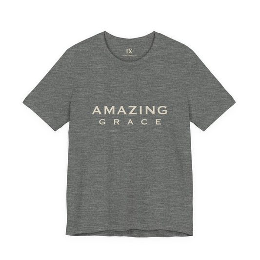 Front of Deep Heather Amazing Grace Wordmark  Doxa Kairos™ T-Shirt