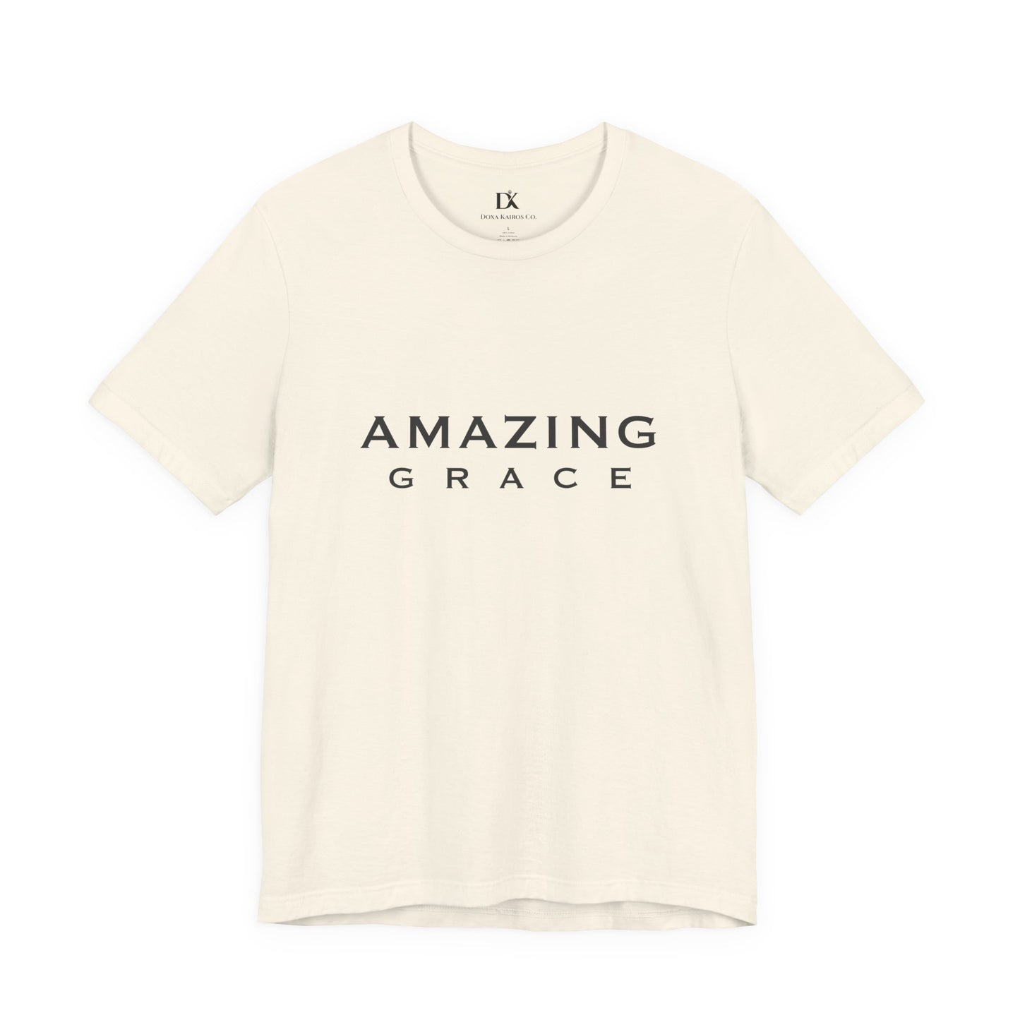 Front of Natural Amazing Grace Wordmark  Doxa Kairos™ T-Shirt