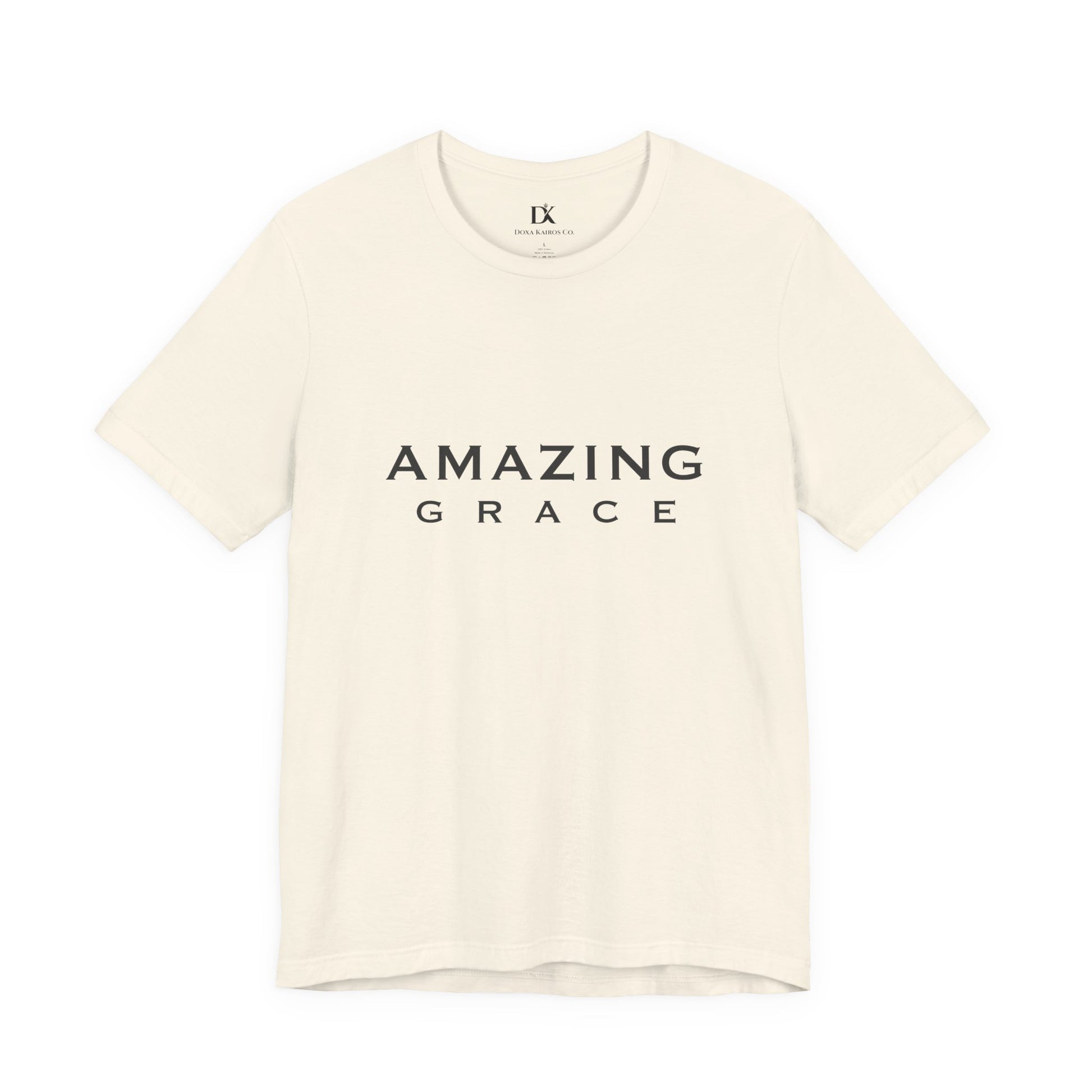 Front of Natural Amazing Grace Wordmark  Doxa Kairos™ T-Shirt