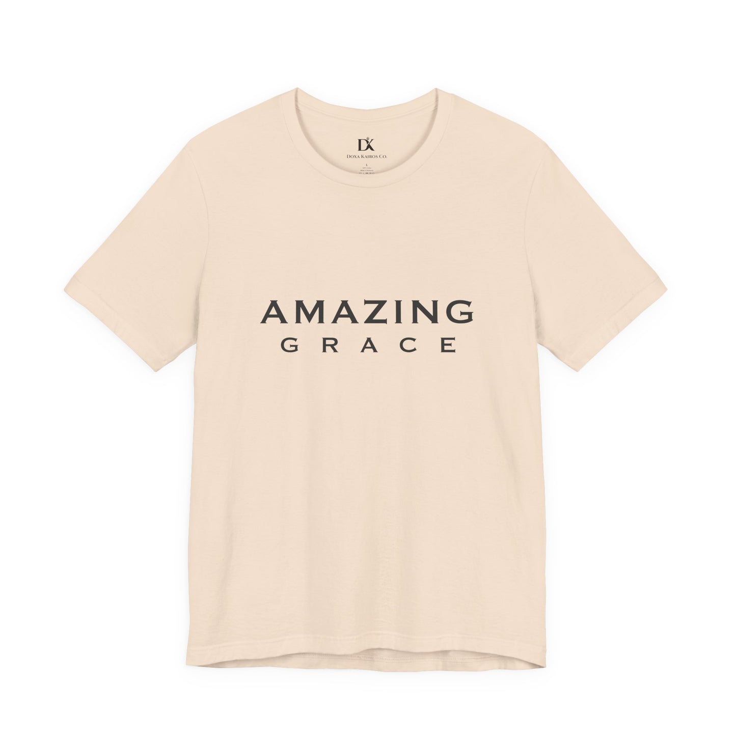 Front of Soft Cream Amazing Grace Wordmark  Doxa Kairos™ T-Shirt