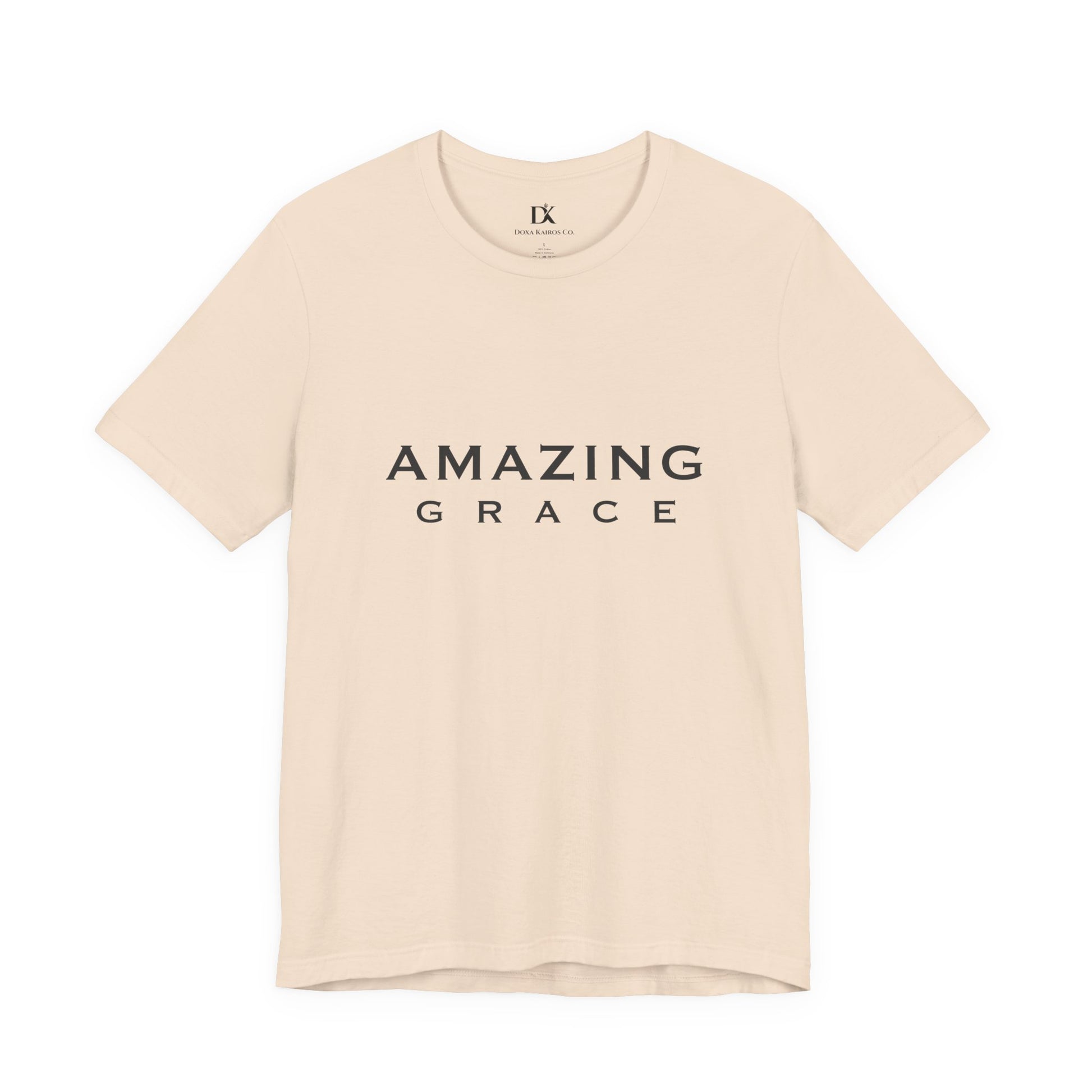 Front of Soft Cream Amazing Grace Wordmark  Doxa Kairos™ T-Shirt