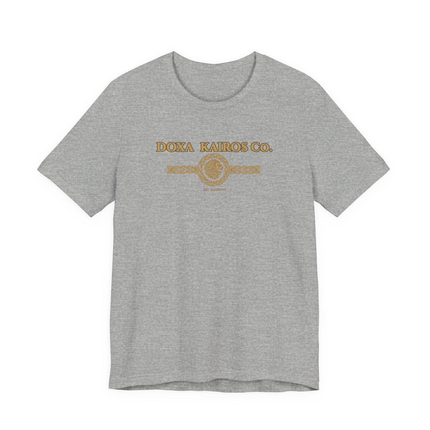 Front of Grey DK Vintage Logo Doxa Kairos™ T-Shirt