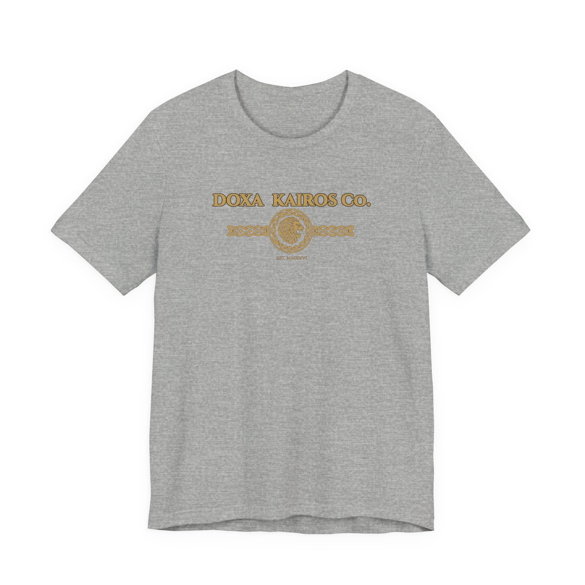 Front of Grey DK Vintage Logo Doxa Kairos™ T-Shirt