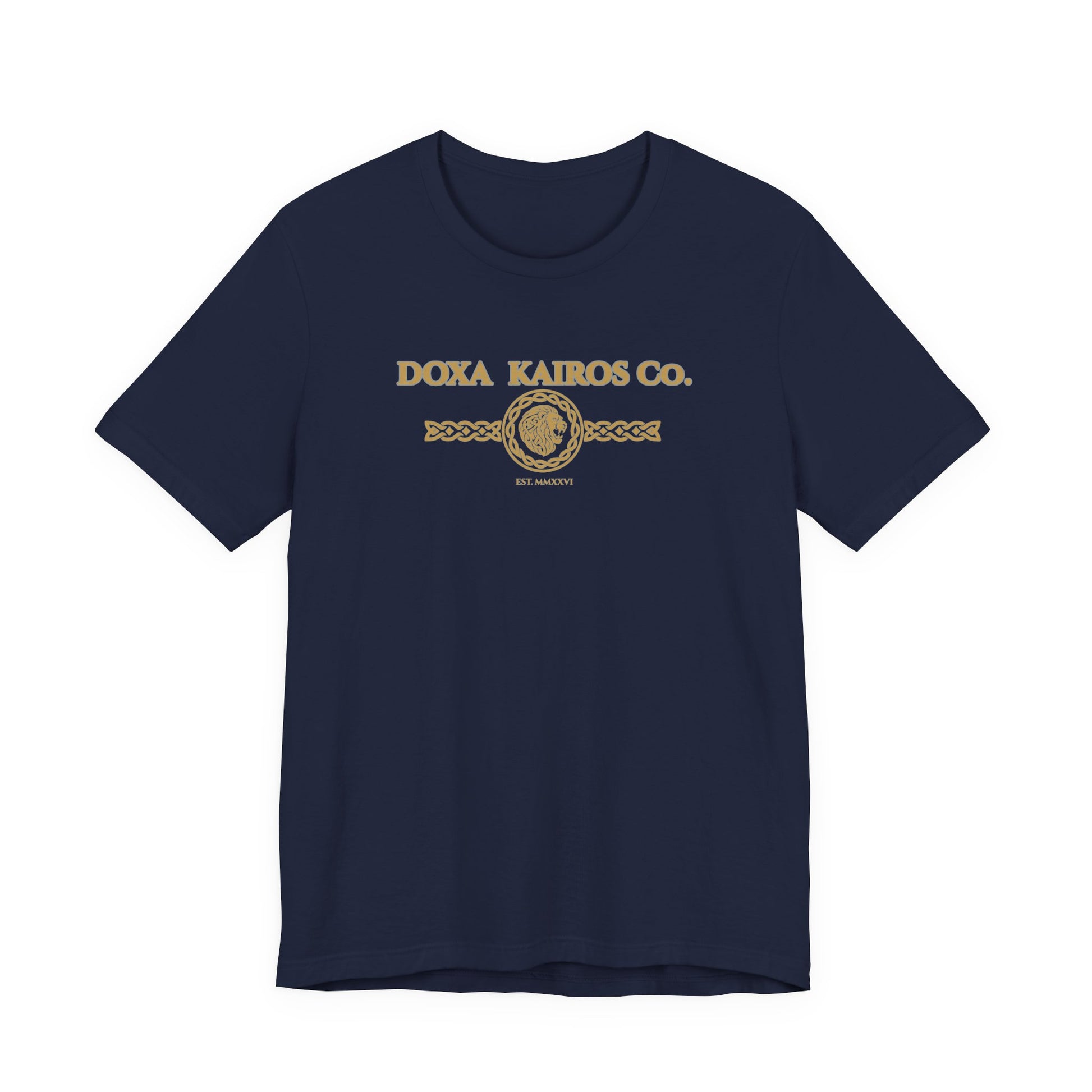 Front of Navy DK Vintage Logo Doxa Kairos™ T-Shirt
