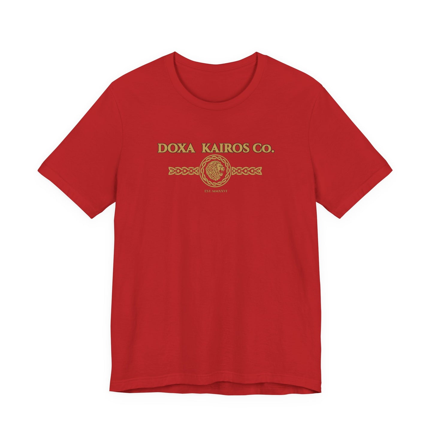 Front of Red DK Vintage Logo Doxa Kairos™ T-Shirt