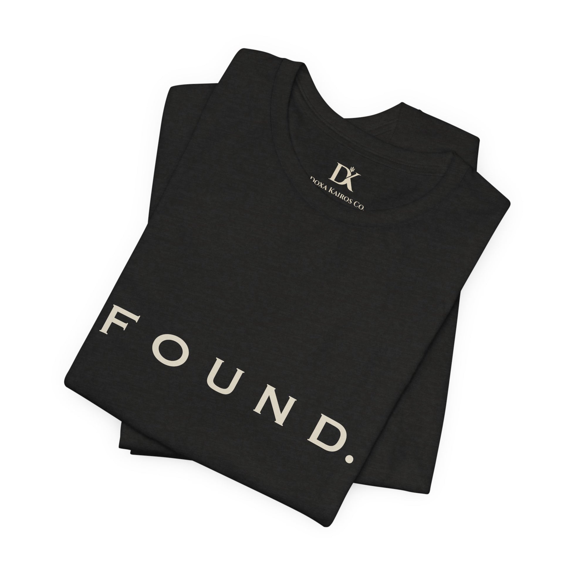 Folded Black Heather Found Wordmark  Doxa Kairos™ T-Shirt