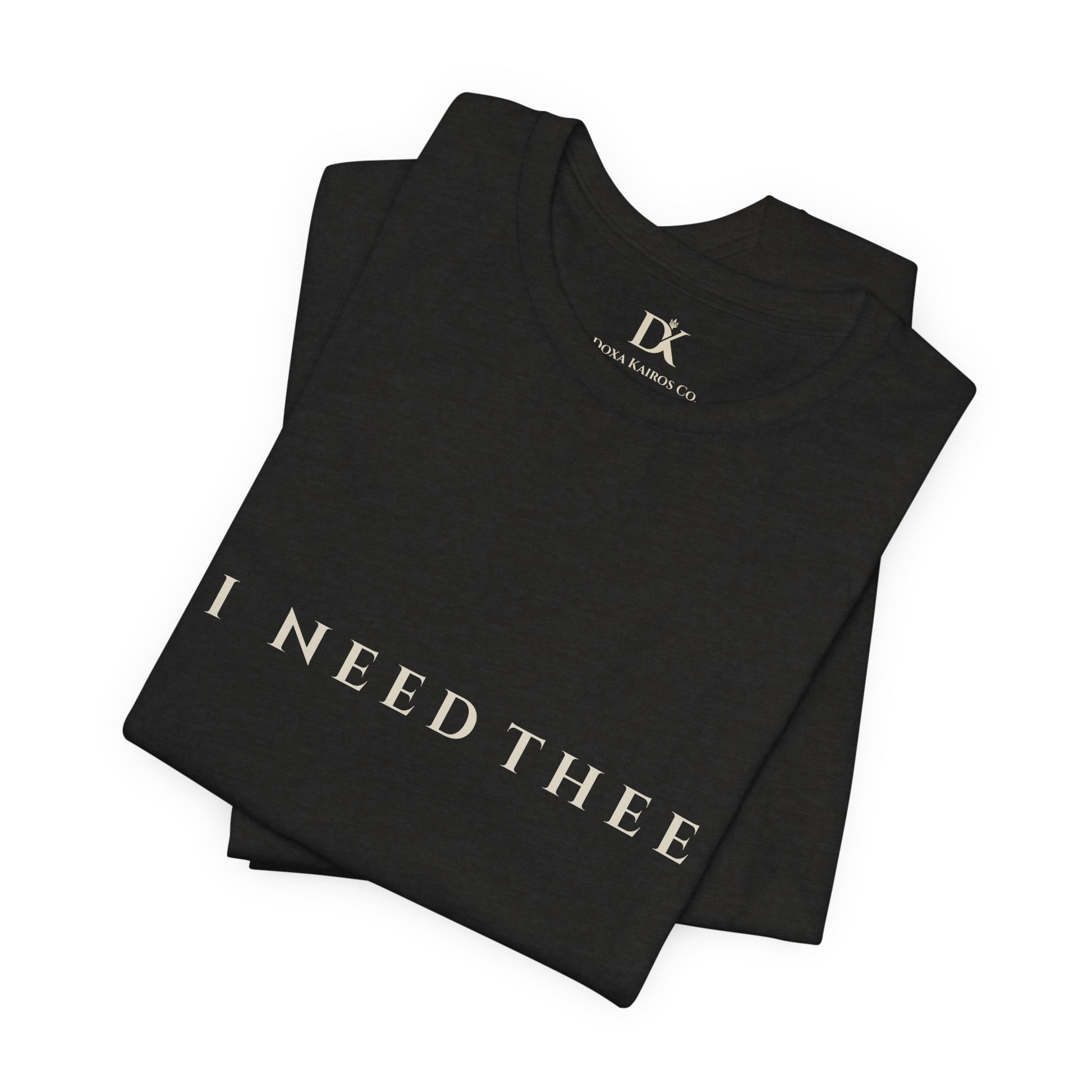 Folded Black Heather I Need Thee Wordmark  Doxa Kairos™ T-Shirt