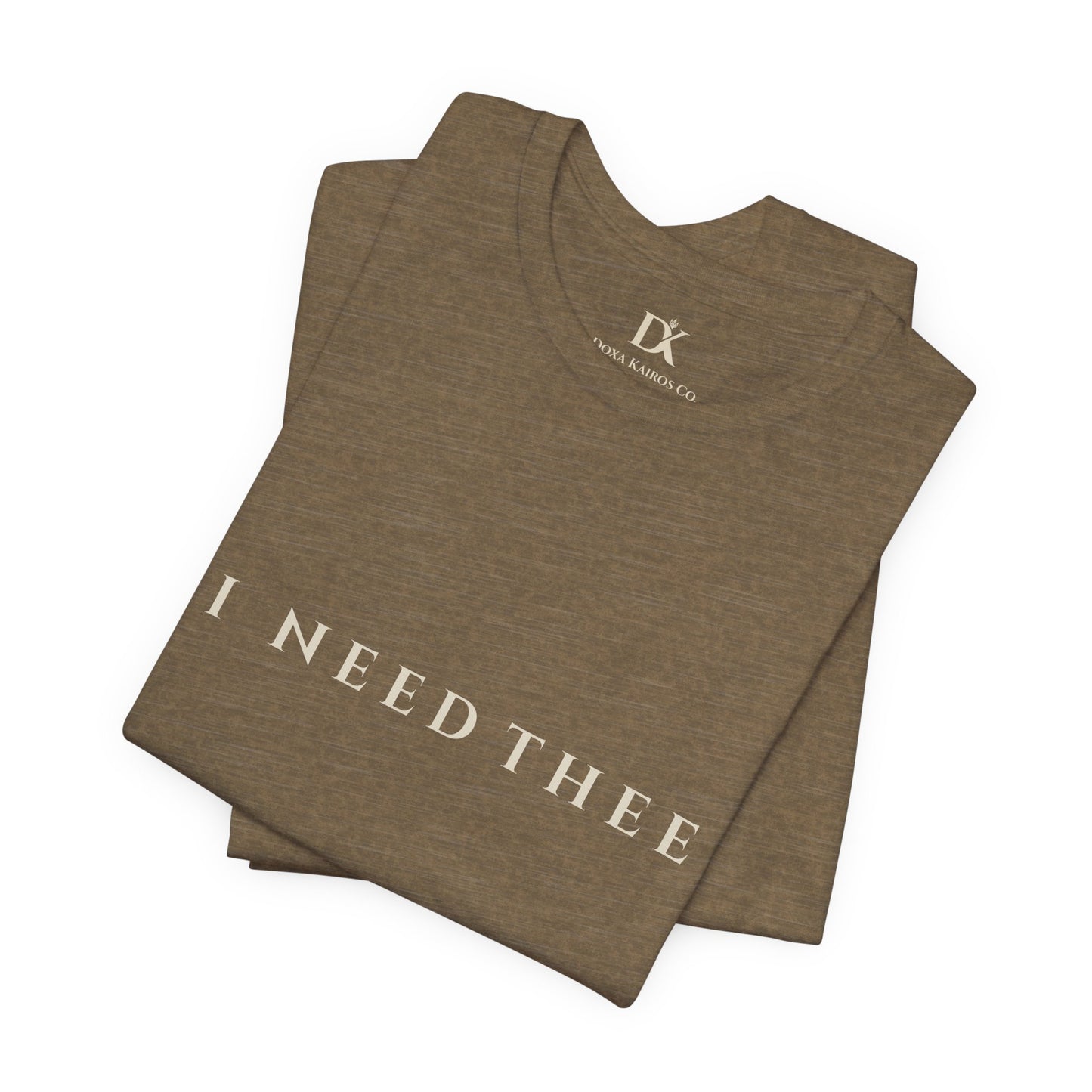 Folded Heather Olive I Need Thee Wordmark  Doxa Kairos™ T-Shirt