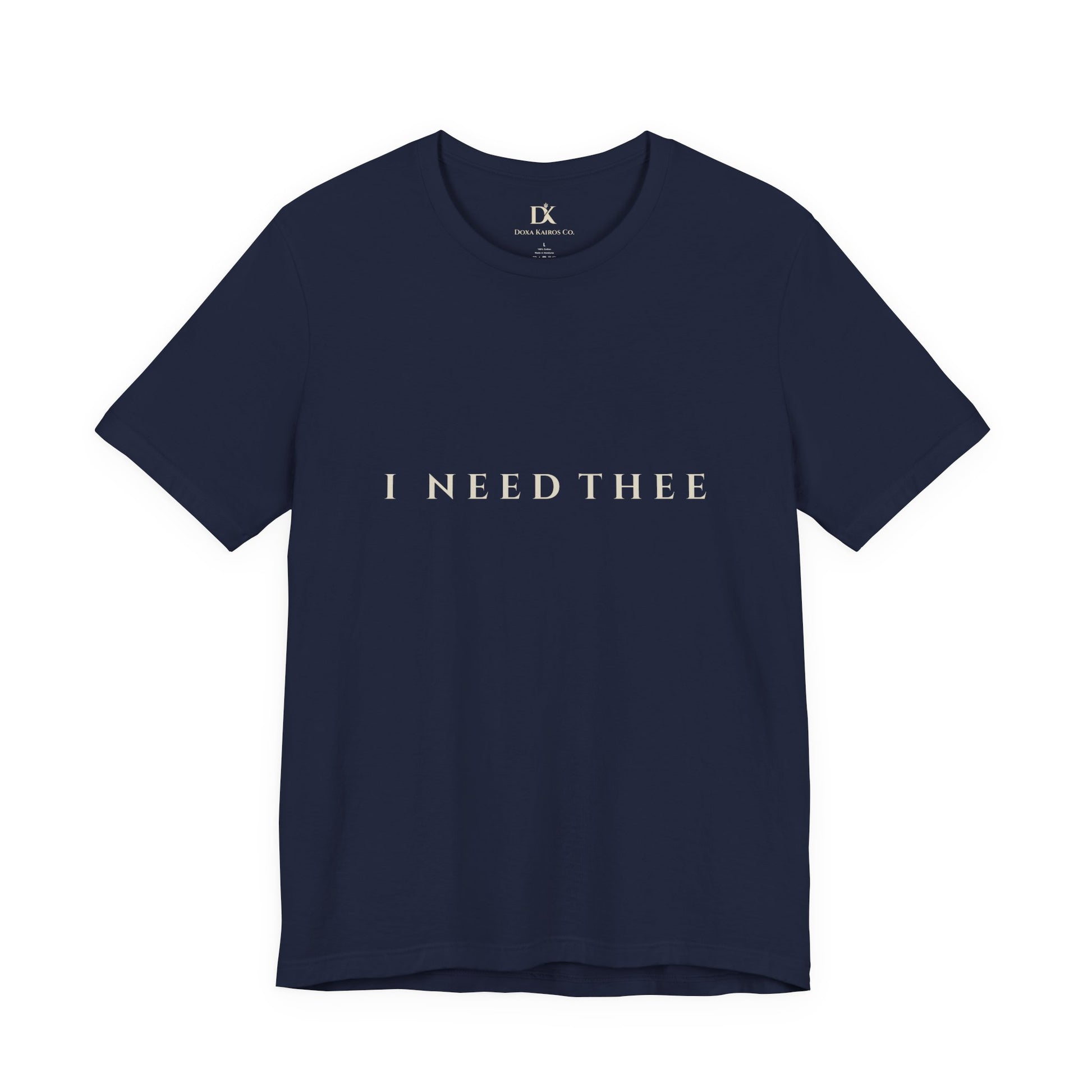 Front of Navy I Need Thee Wordmark  Doxa Kairos™ T-Shirt