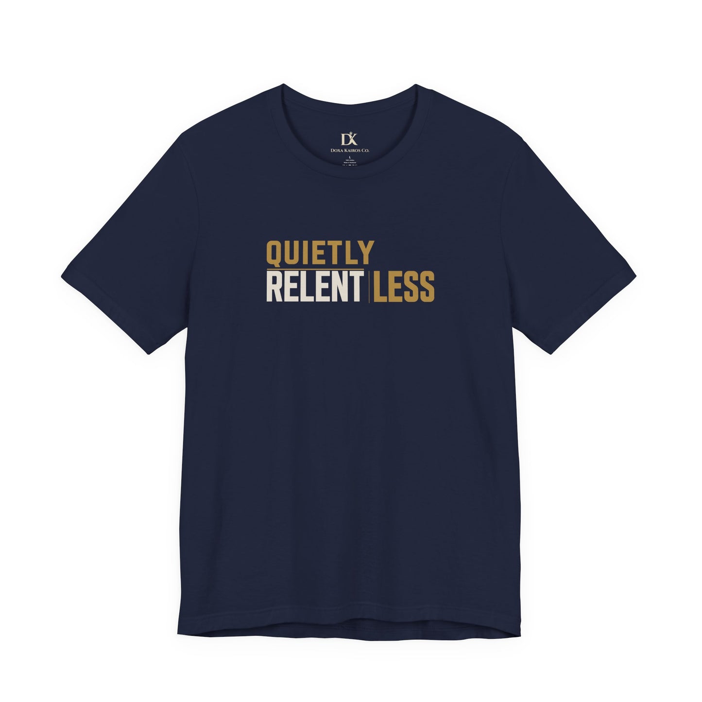 Front of Navy Quietly Relentless  Doxa Kairos™ T-Shirt