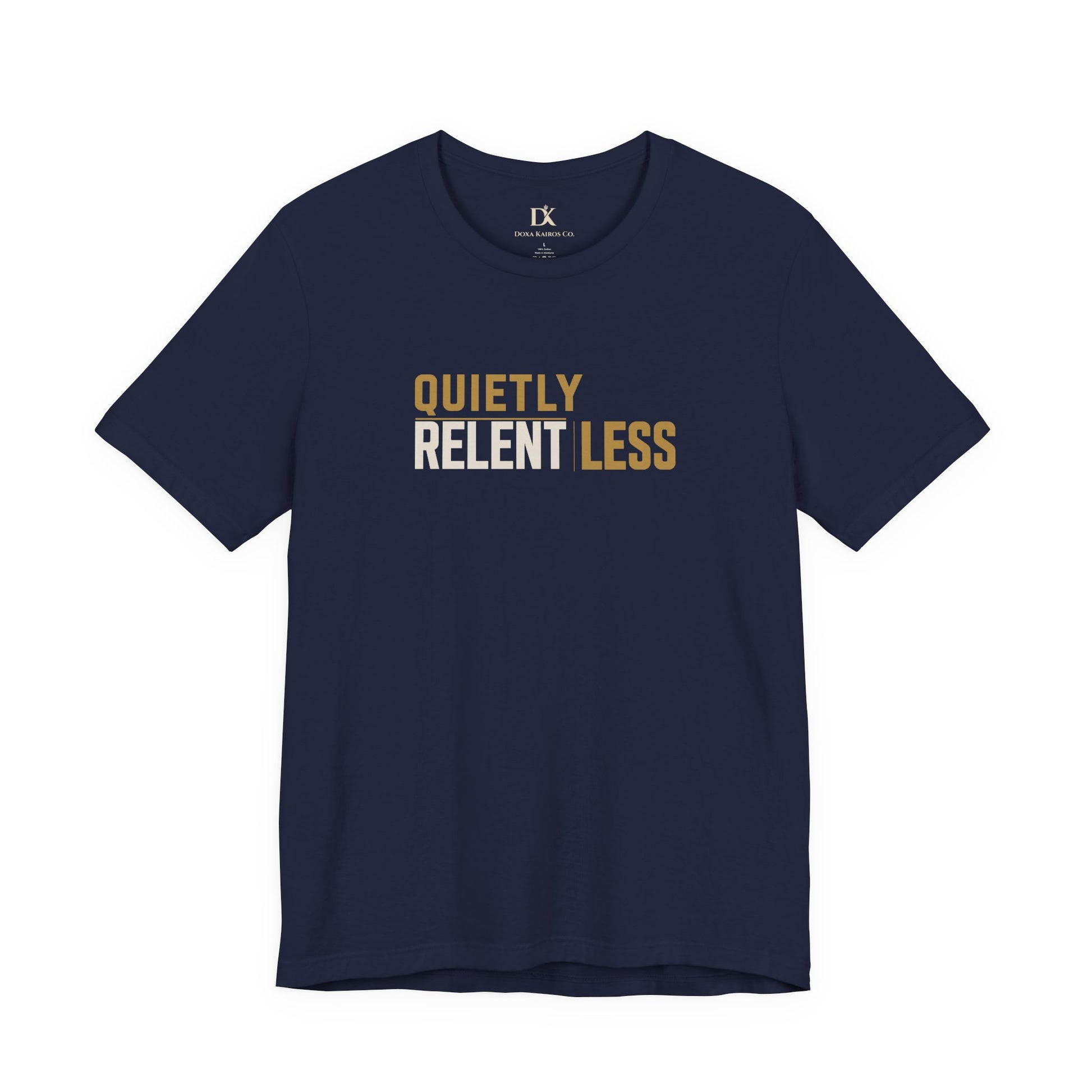 Front of Navy Quietly Relentless  Doxa Kairos™ T-Shirt