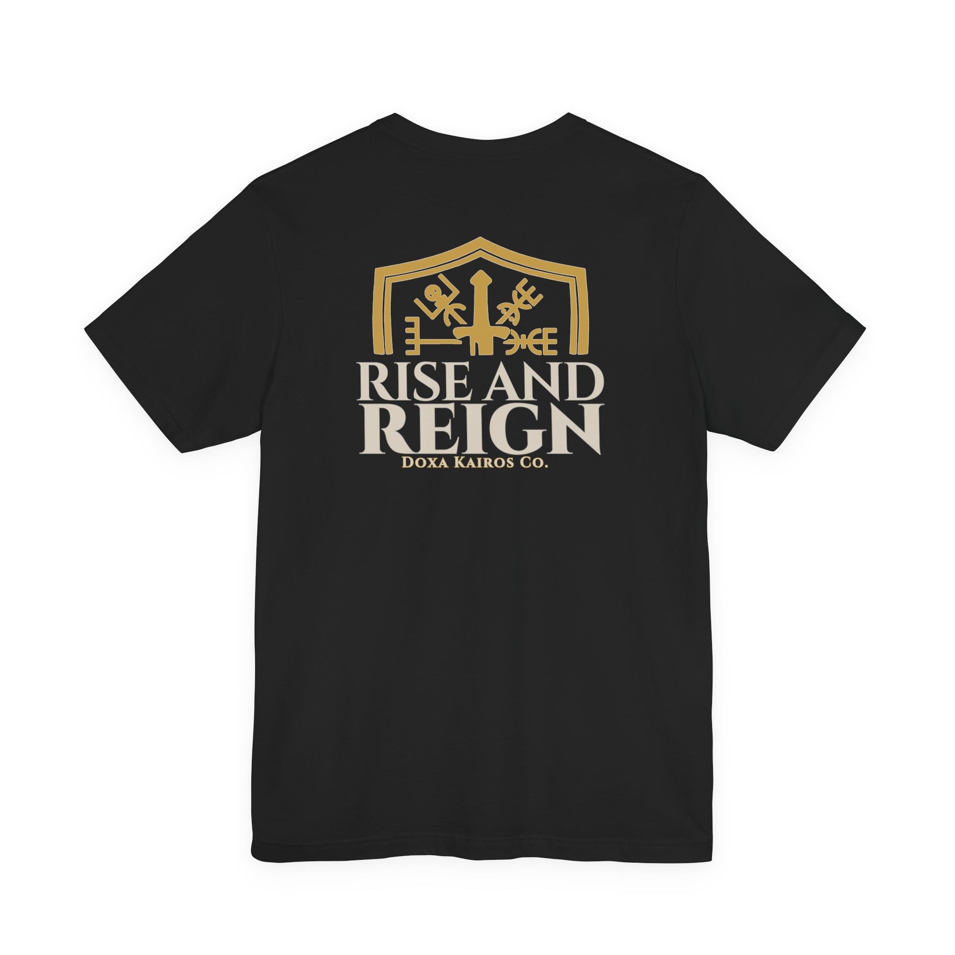 Back of Black Rise and Reign Shield Doxa Kairos™ T-Shirt