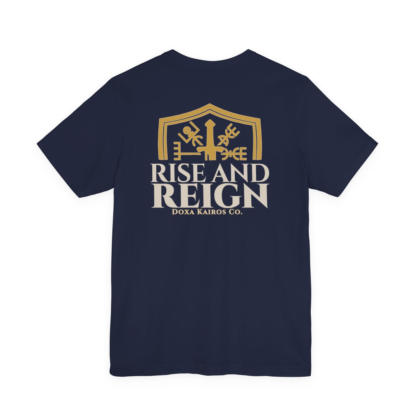 Back of Navy Rise and Reign Shield Doxa Kairos™ T-Shirt