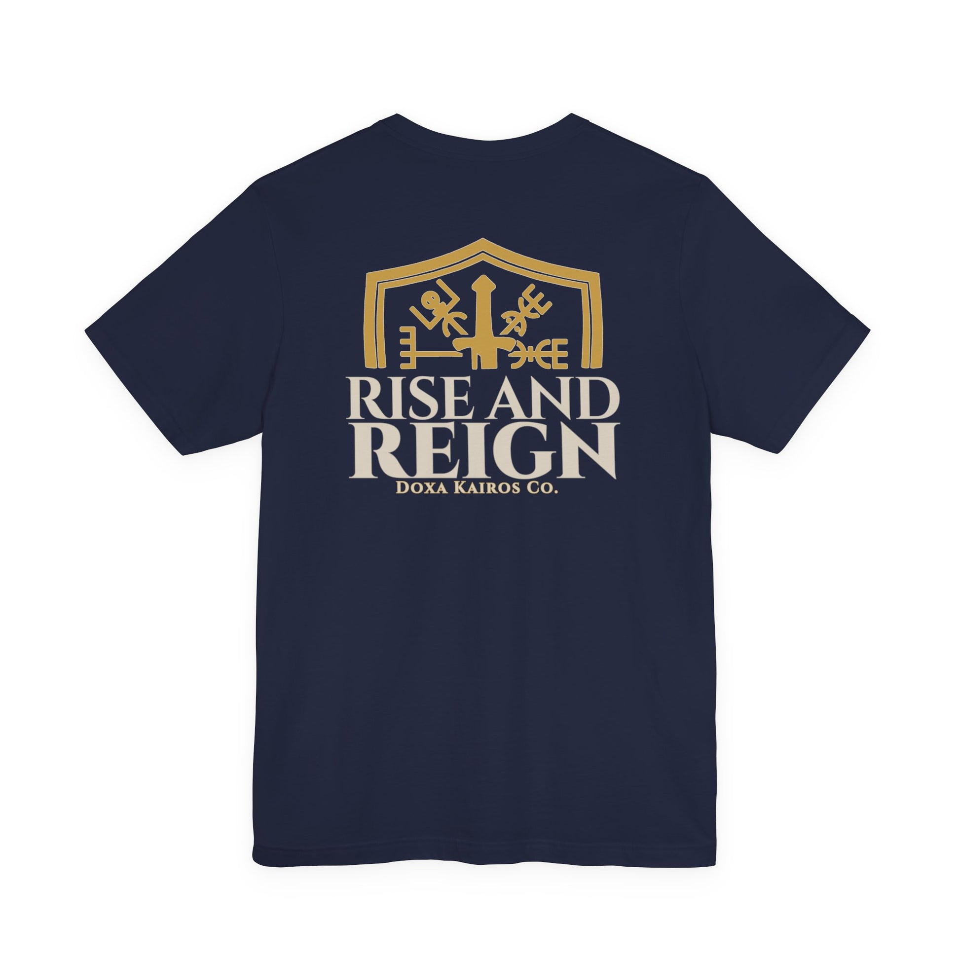 Back of Navy Rise and Reign Shield Doxa Kairos™ T-Shirt