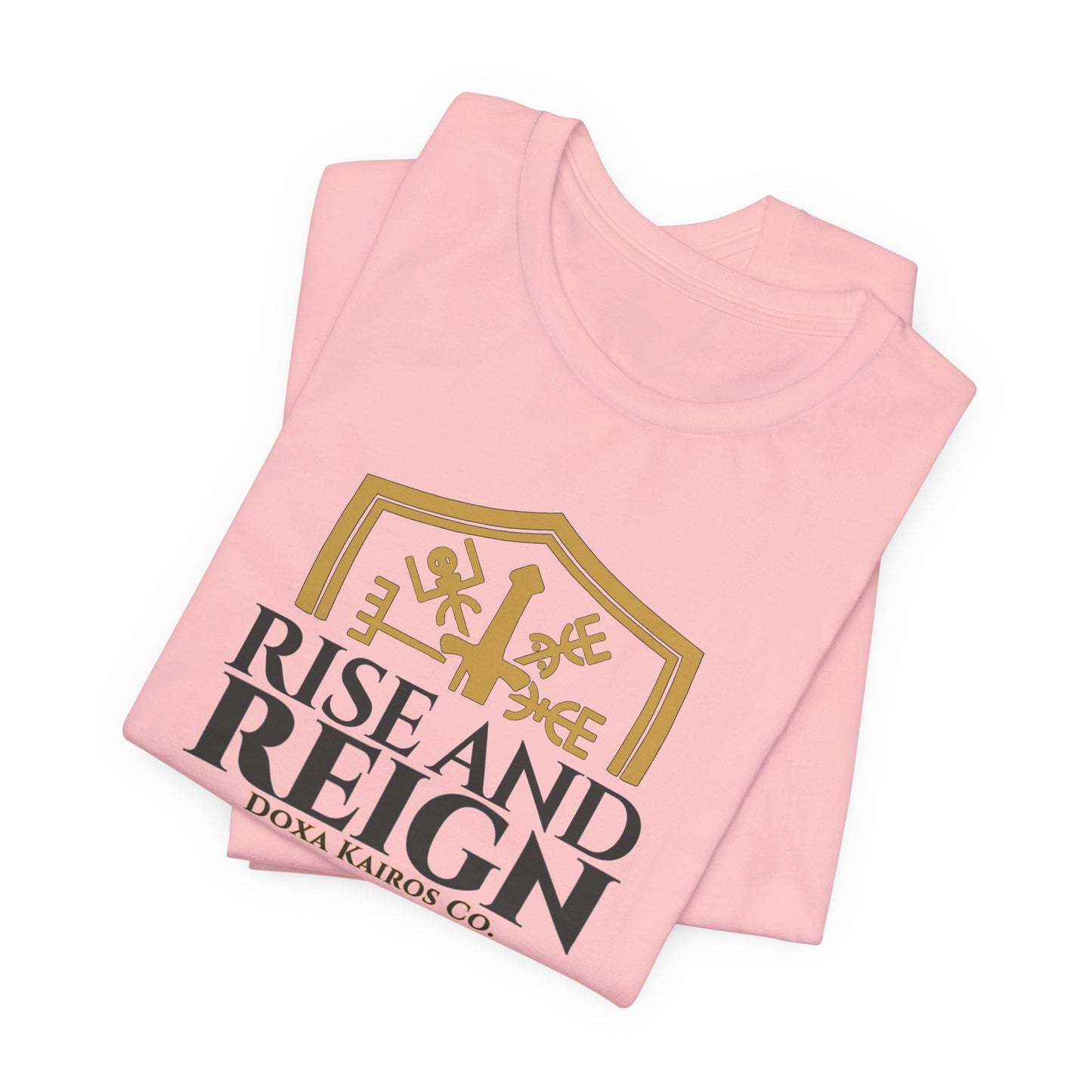 Folded Pink Rise and Reign Shield Doxa Kairos™ T-Shirt