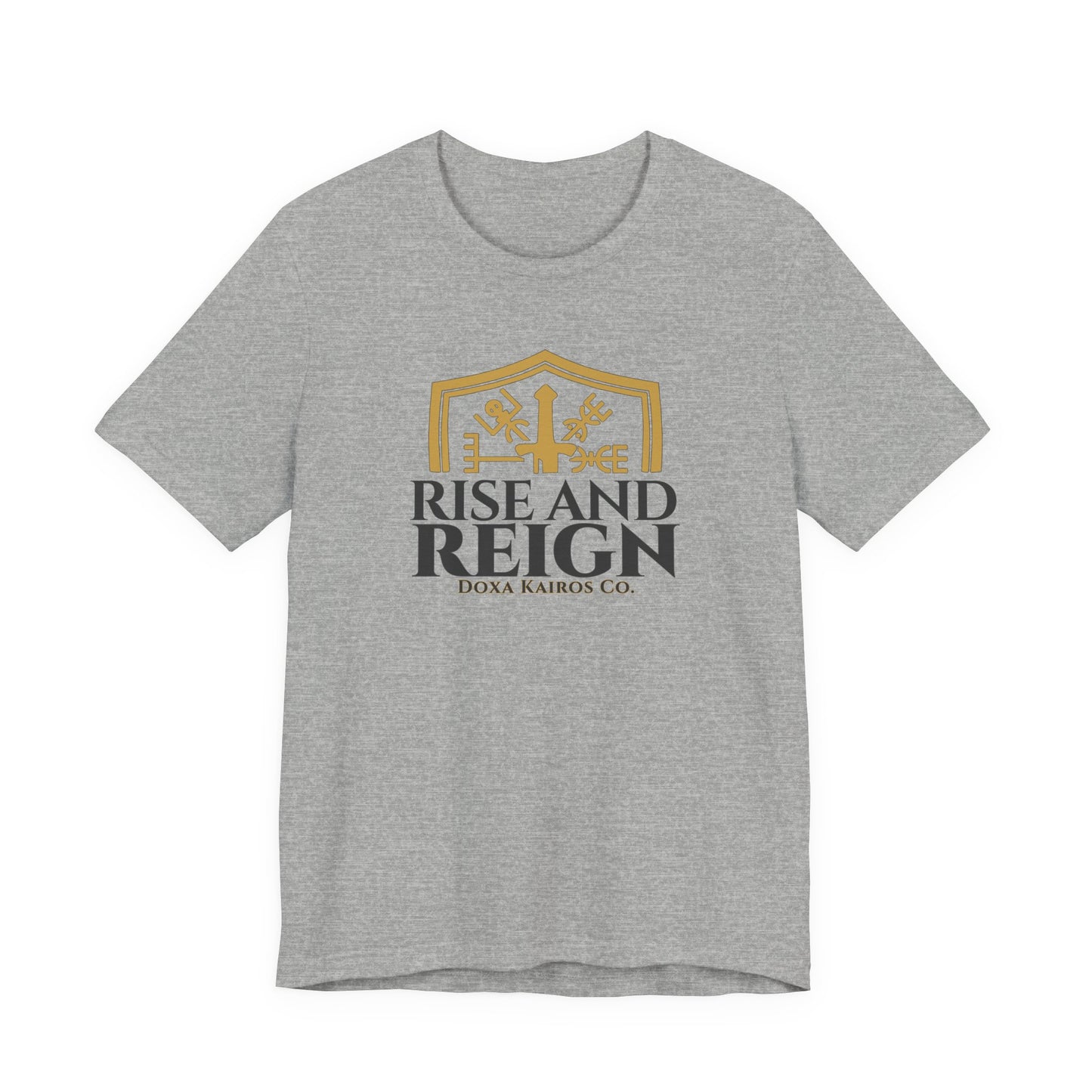 Front of Grey  Rise and Reign Shield Doxa Kairos™ T-Shirt