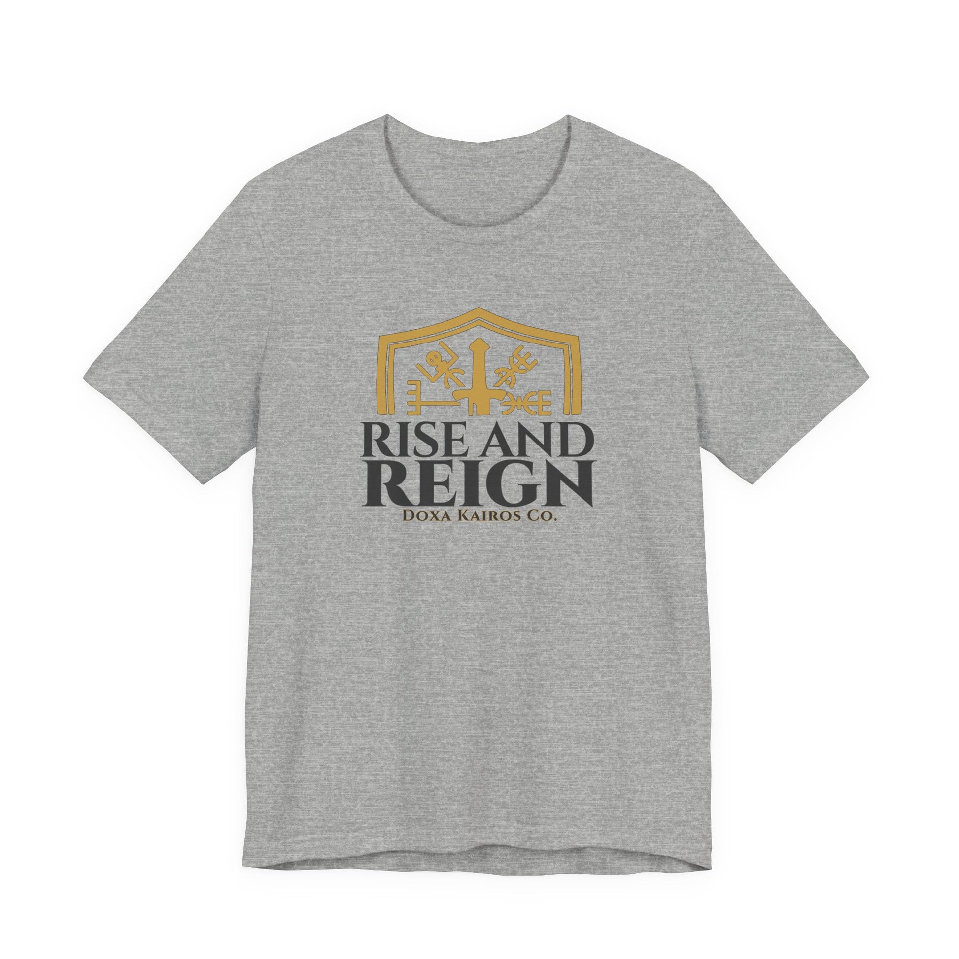 Front of Grey  Rise and Reign Shield Doxa Kairos™ T-Shirt