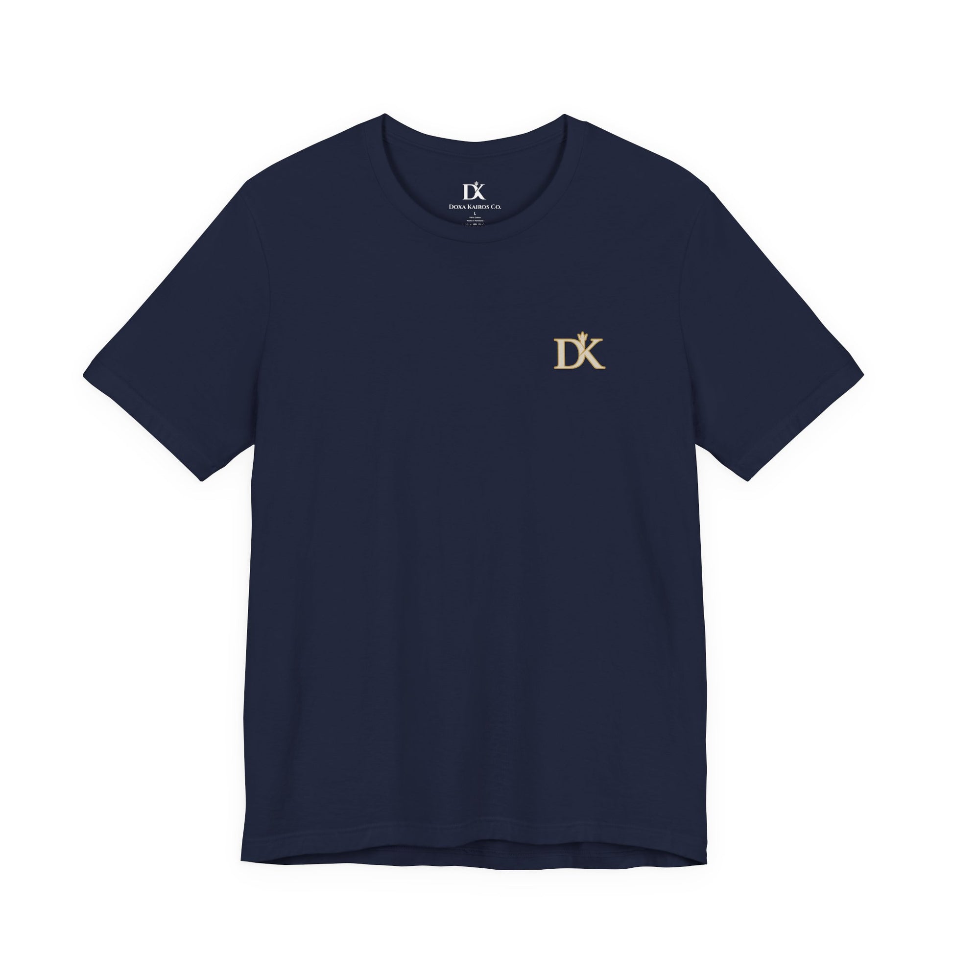 Front Logo of Navy Rise and Reign Shield Doxa Kairos™ T-Shirt