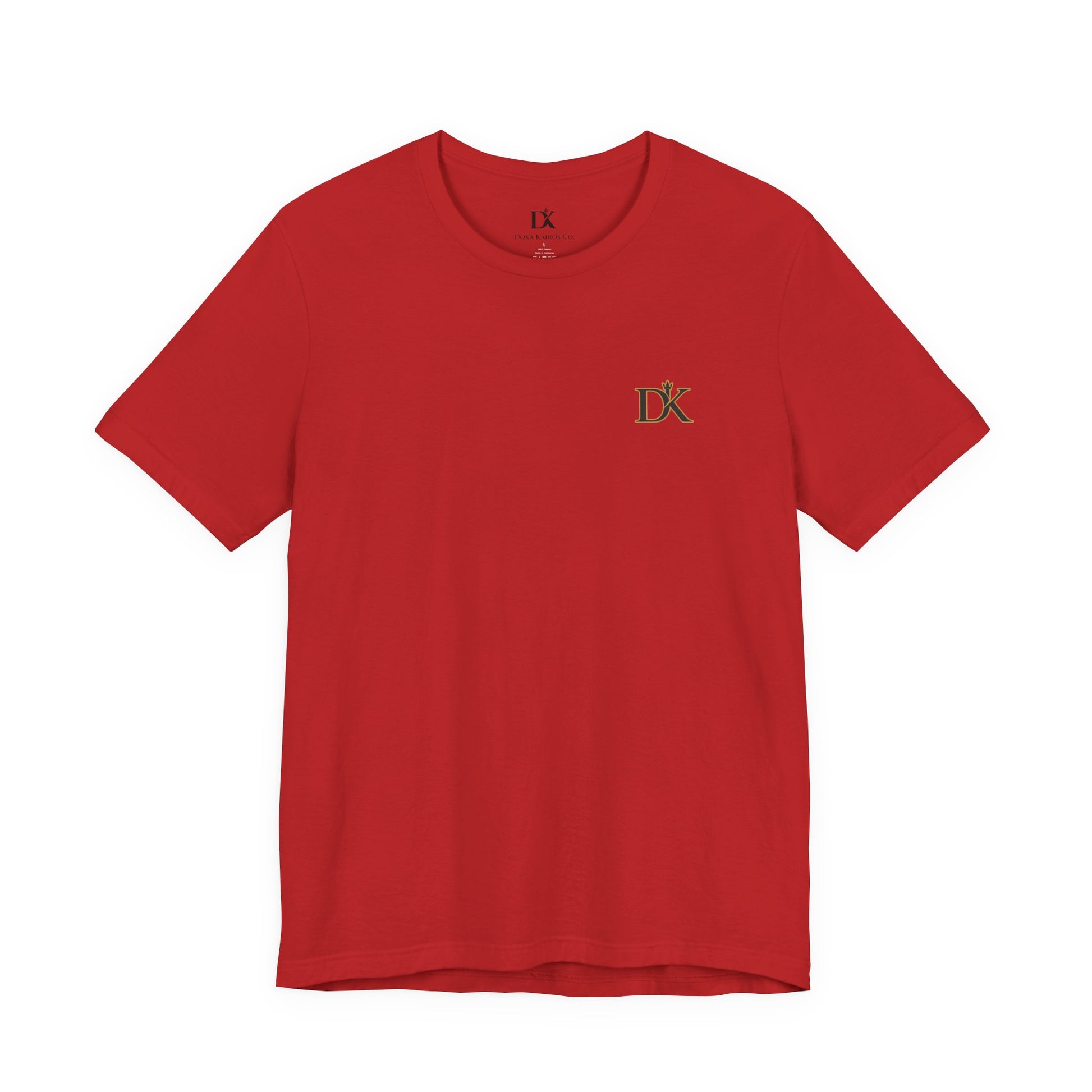 Front Logo of Red Rise and Reign Shield Doxa Kairos™ T-Shirt