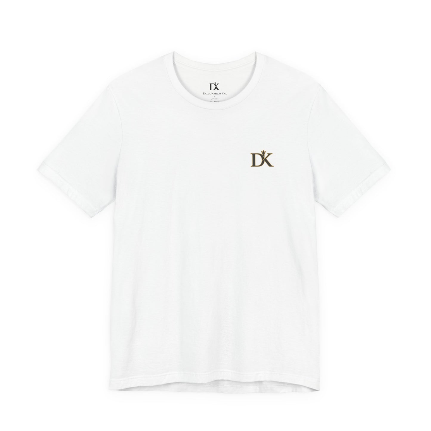 Front Logo of White Rise and Reign Shield Doxa Kairos™ T-Shirt
