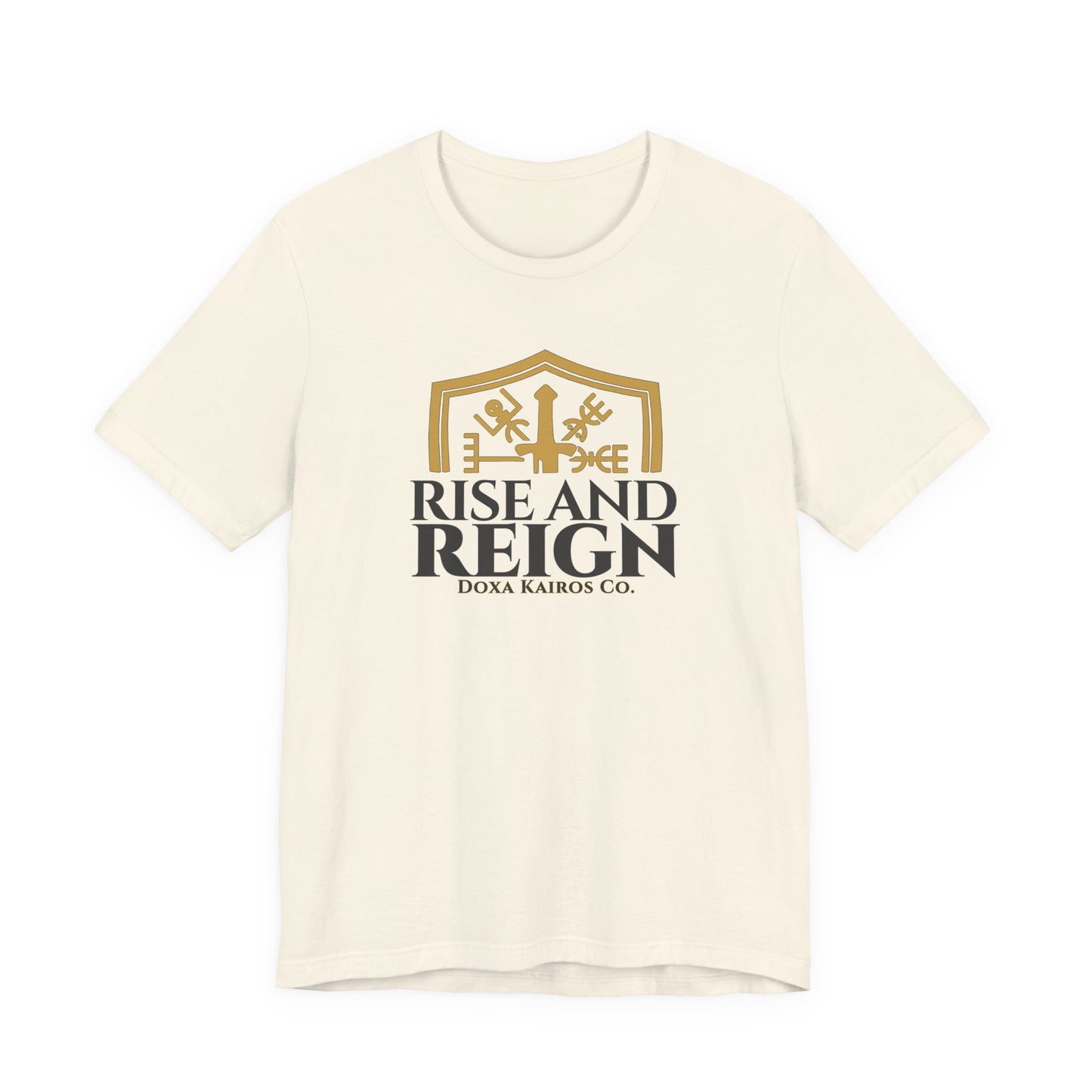 Front of Natural Rise and Reign Shield Doxa Kairos™ T-Shirt