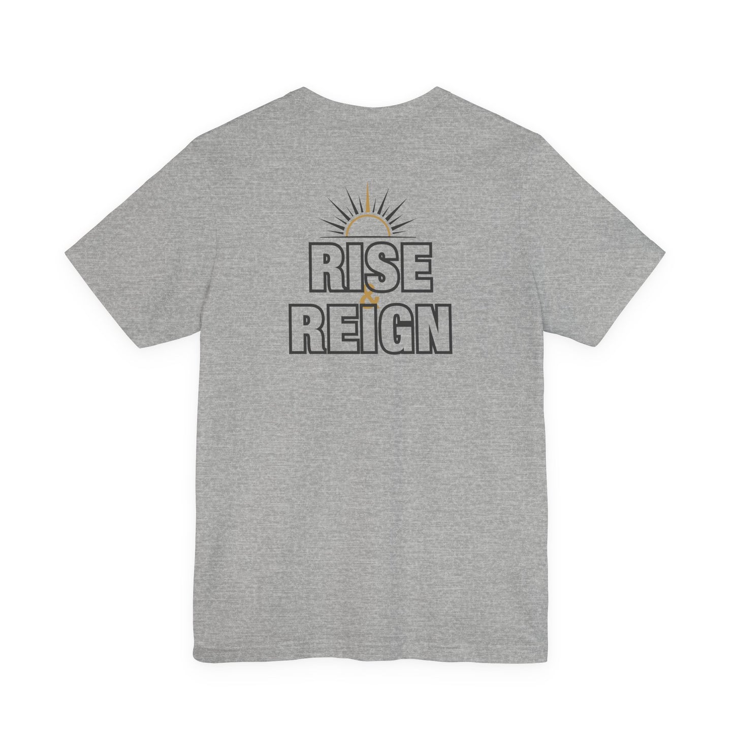 Back of Grey Rise and Reign Sunrise Doxa Kairos™ T-Shirt