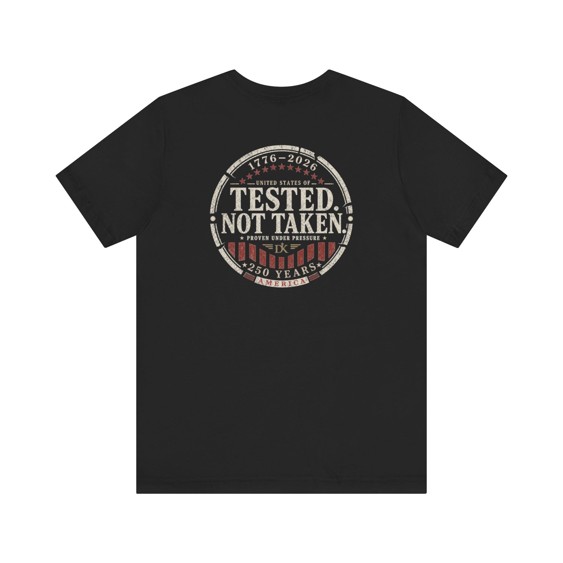 Back of Black Tested Not Taken Emblem Doxa Kairos™ T-Shirt