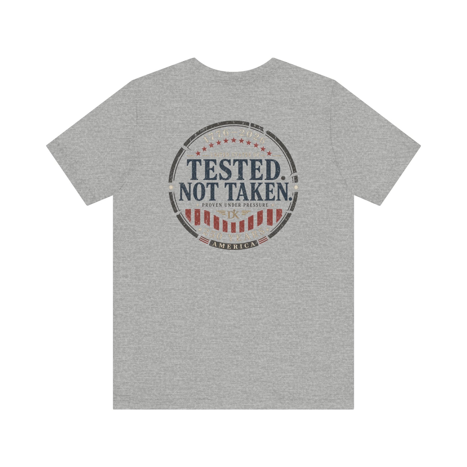 Back of Heather Tested Not Taken Emblem Doxa Kairos™ T-Shirt